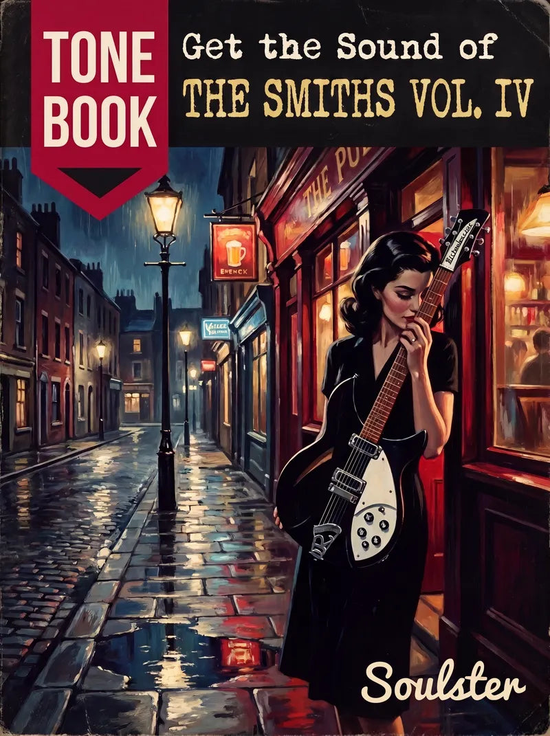 A stylized illustrated book cover or album-style artwork reading 'TONE BOOK' and 'Get the Sound of THE SMITHS VOL. IV' with the name 'Soulster' at the bottom.