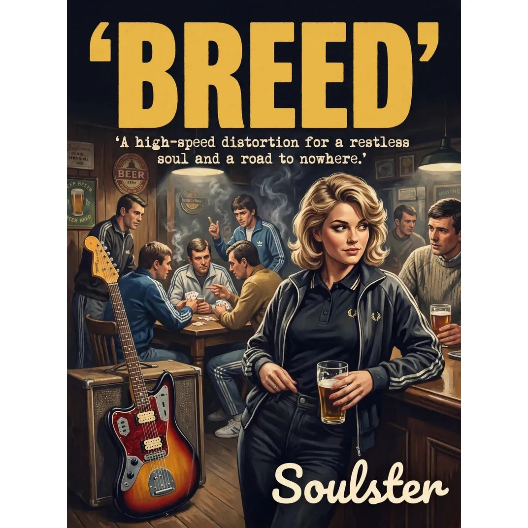 Soulster retro pulp thriller book cover style art print illustration inspired by Nirvana - Breed.