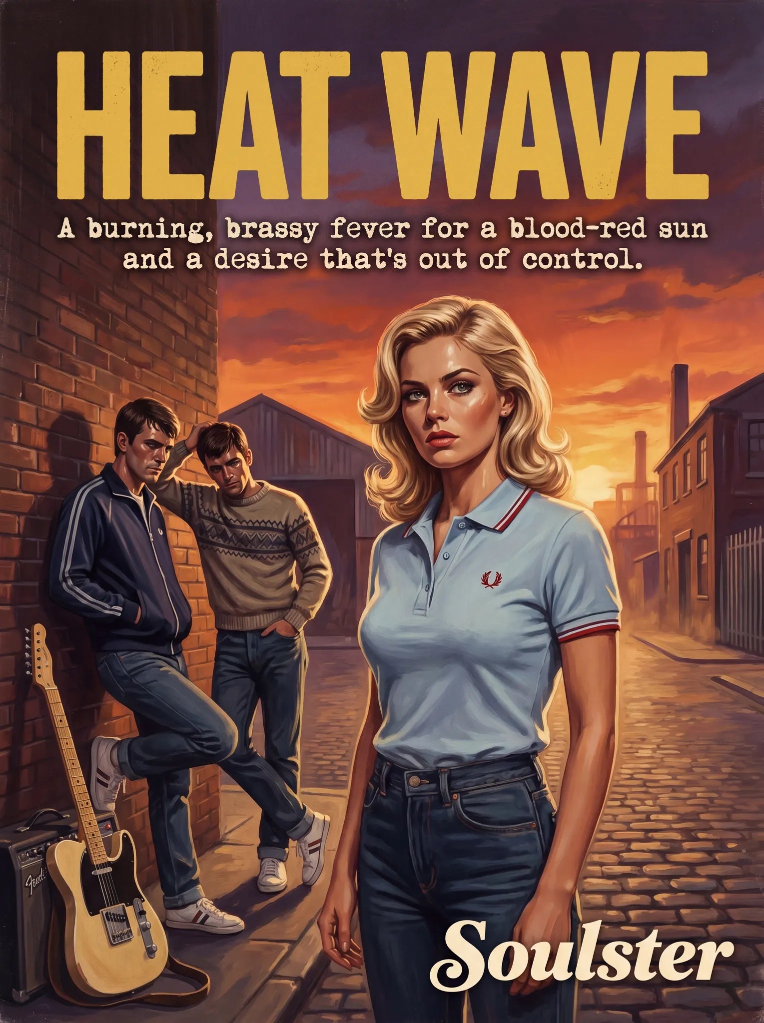 Soulster retro pulp thriller book cover style art print illustration inspired by Alternative Indie - Heat Wave.
