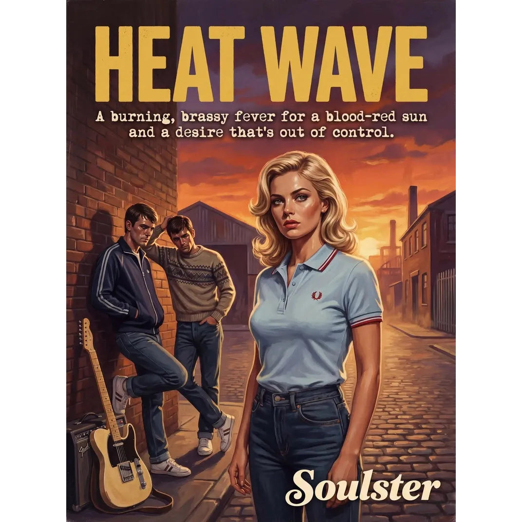 Soulster retro pulp thriller book cover style art print illustration inspired by Alternative Indie - Heat Wave.