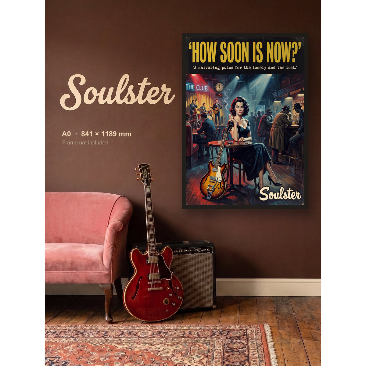 How Soon Is Now? - 1950s Print shown framed on a wall in A0 size. Frame not included.