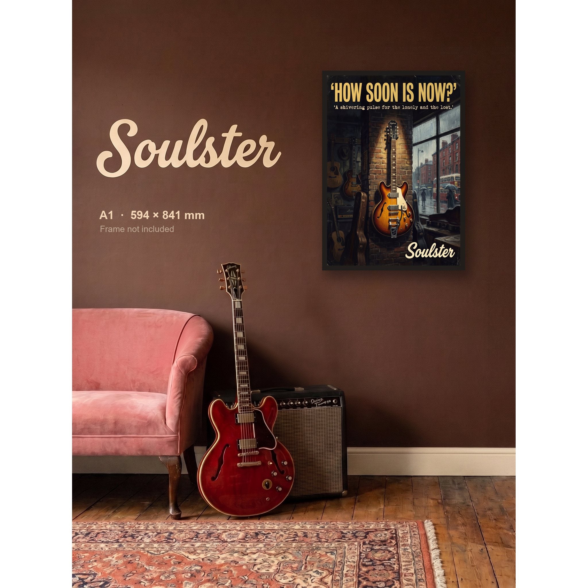How Soon Is Now? - Manchester shown framed on a wall in A1 size. Frame not included.