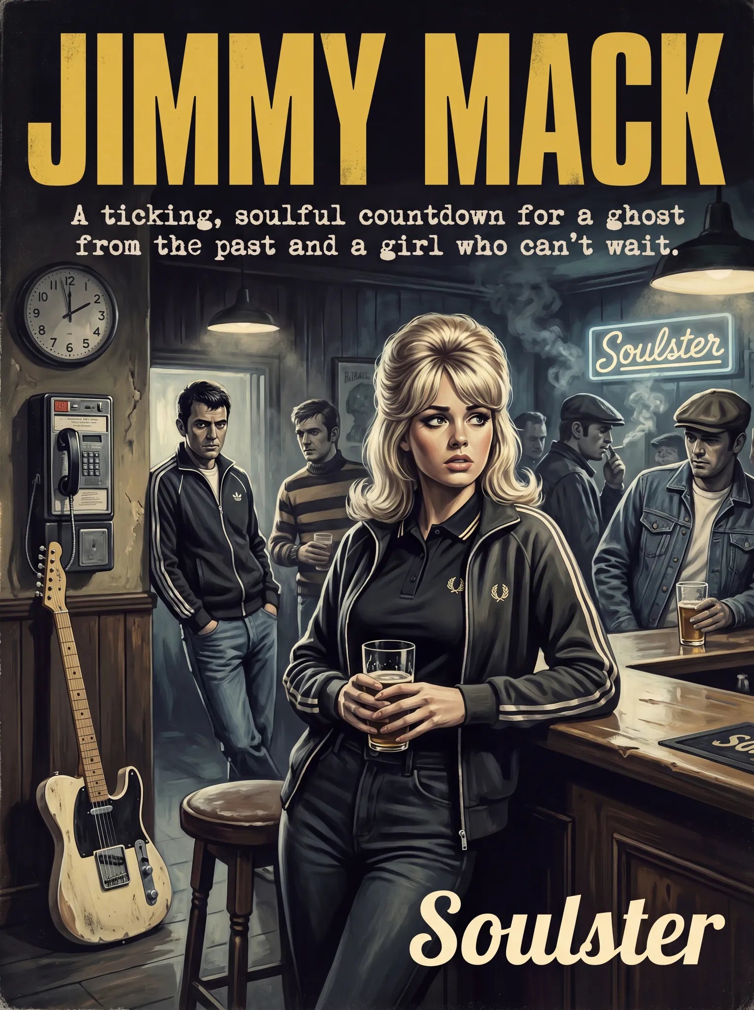 Soulster retro pulp thriller book cover style art print illustration inspired by Alternative Indie - Jimmy Mack.