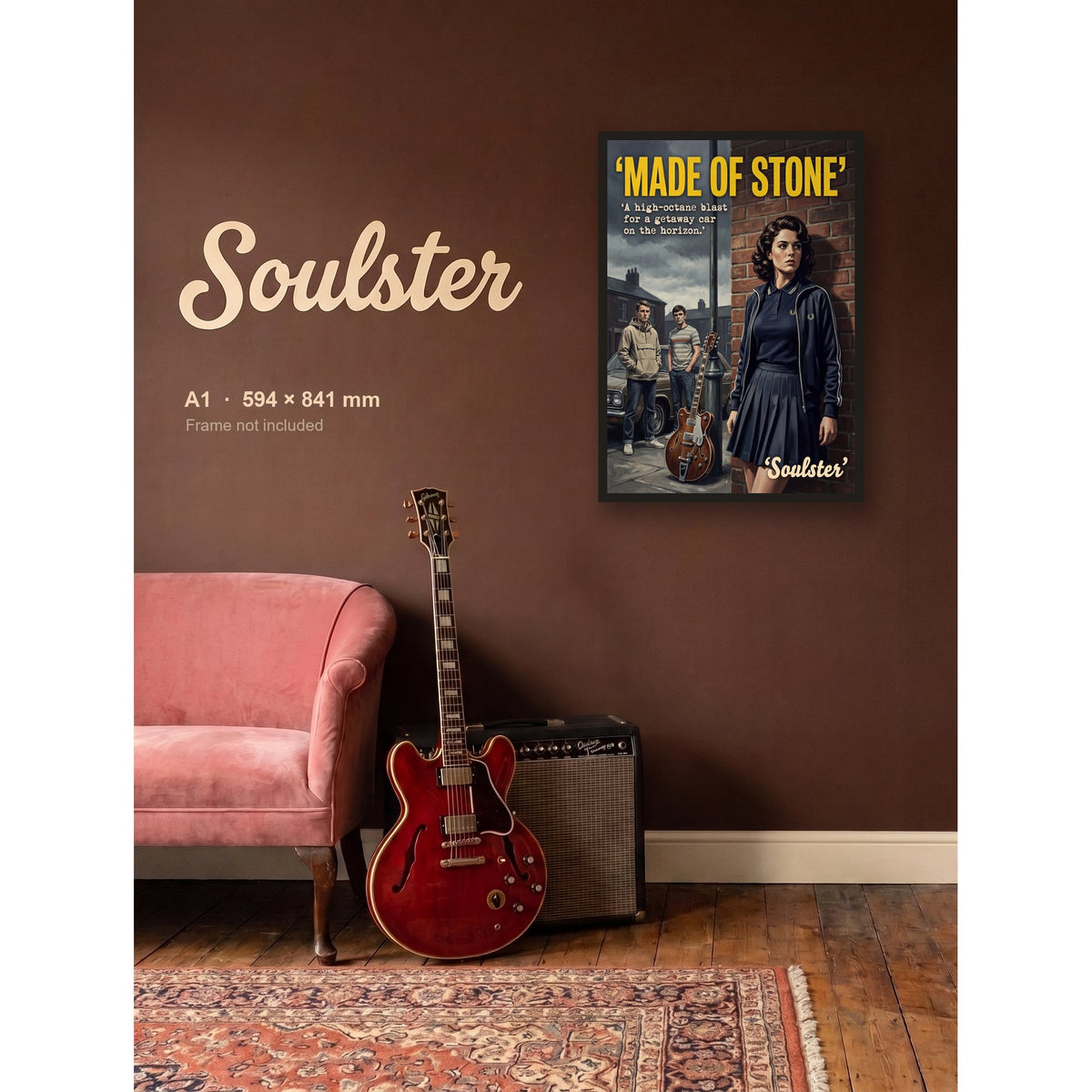 Made Of Stone - 1980s Print shown framed on a wall in A1 size. Frame not included.