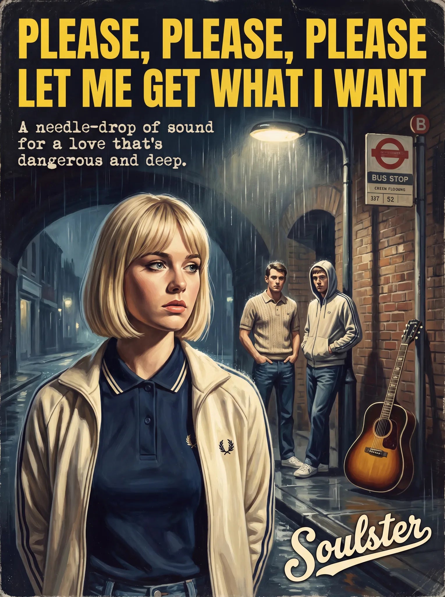 Soulster retro pulp thriller book cover style art print illustration inspired by The Smiths - Please, Please, Please Let Me Get What I Want.