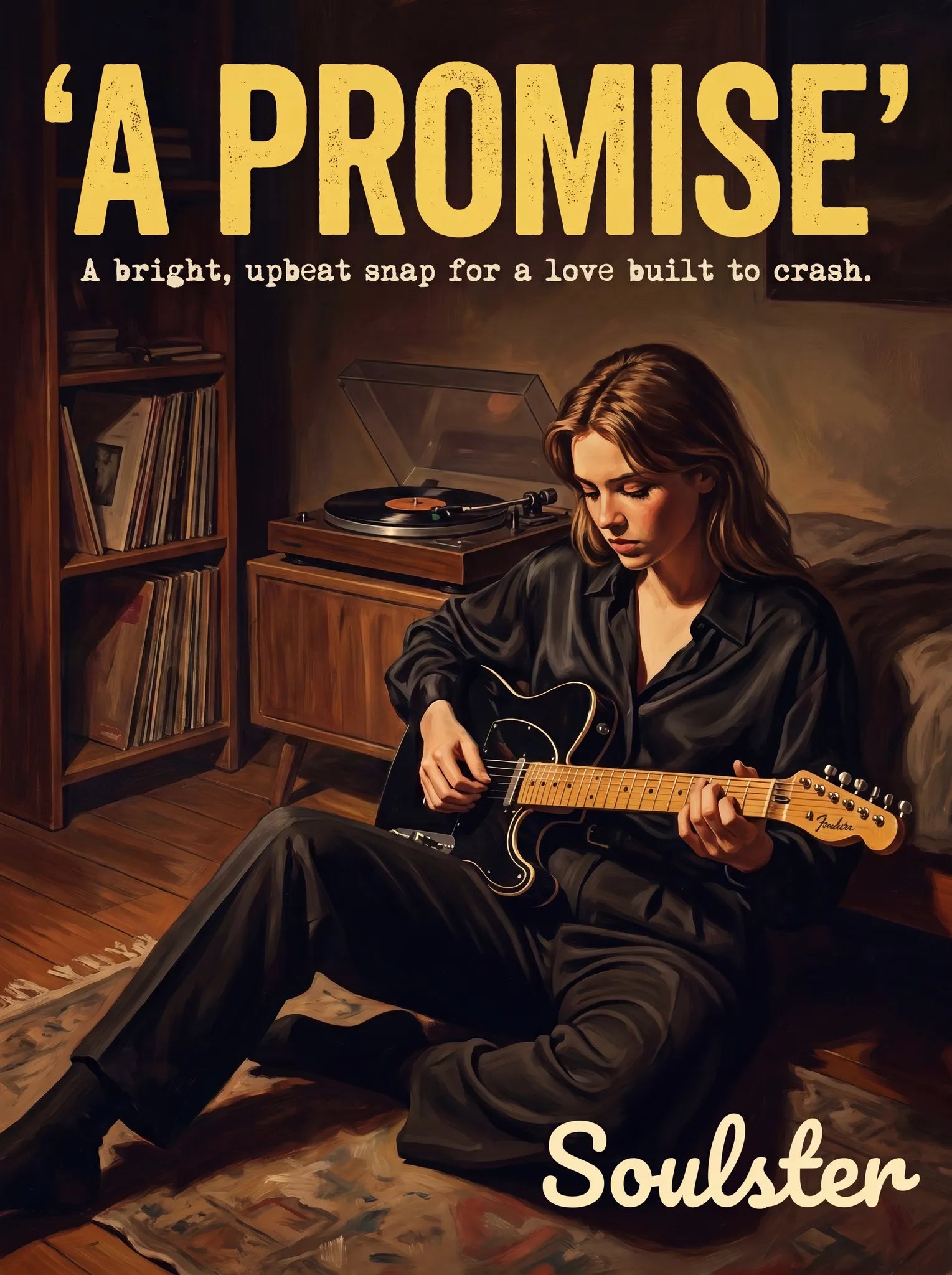 Cinematic pulp book cover style art print inspired by Echo & the Bunnymen - A Promise typography design layout.