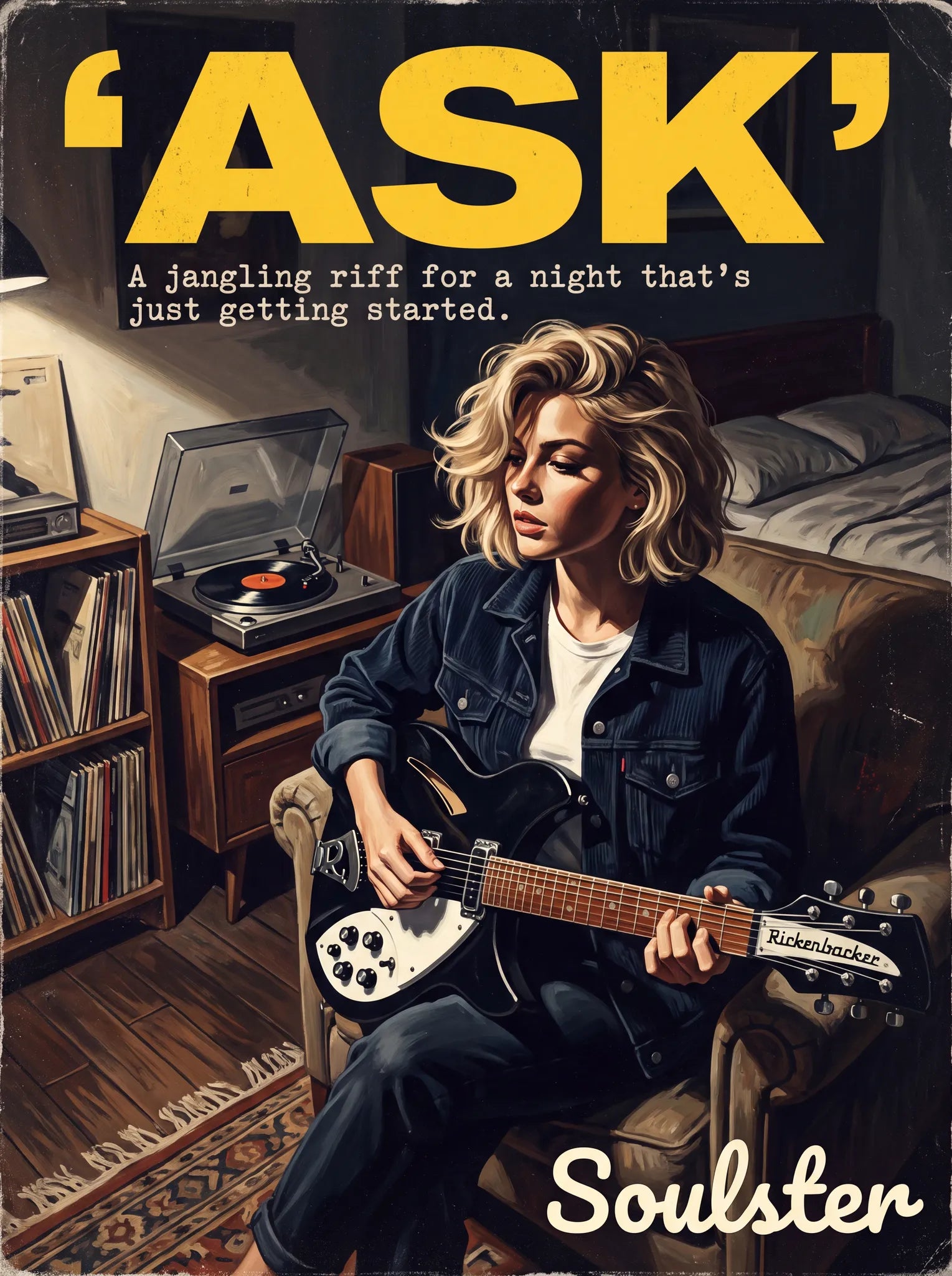 Cinematic pulp book cover style art print inspired by The Smiths - Ask typography design layout.