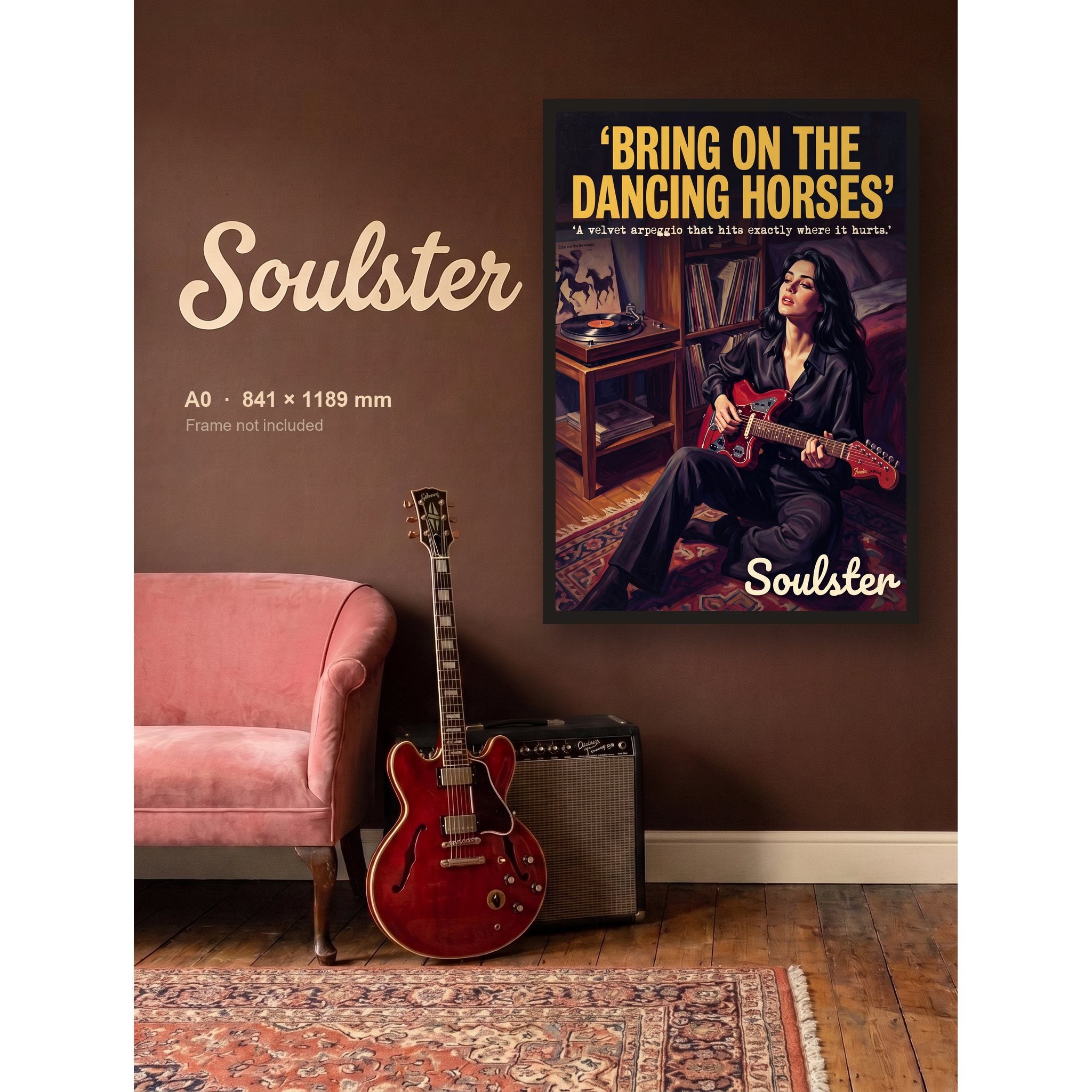 Bring On The Dancing Horses - Practice Print shown framed on a wall in A0 size. Frame not included.
