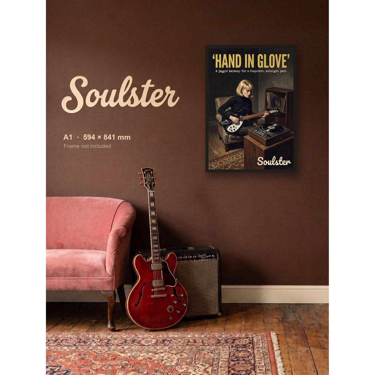 Hand In Glove - Practice Print shown framed on a wall in A1 size. Frame not included.