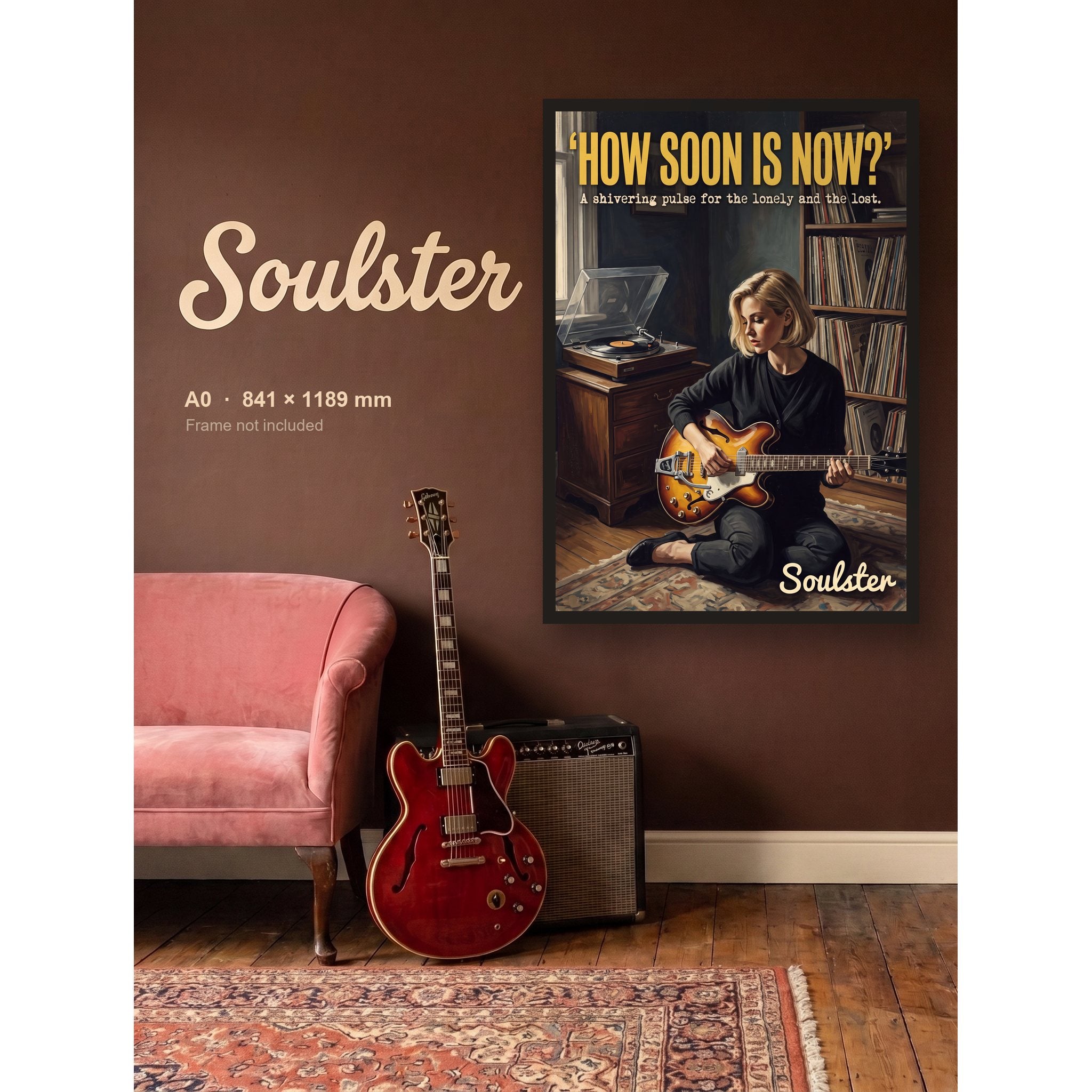 How Soon Is Now? - Practice Print shown framed on a wall in A0 size. Frame not included.