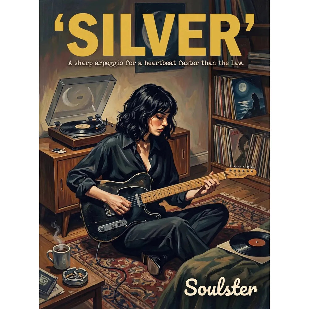 Cinematic pulp book cover style art print inspired by Echo & the Bunnymen - Silver typography design layout.