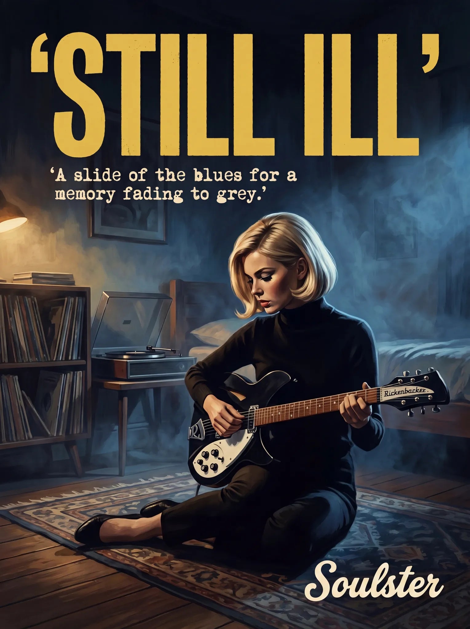 Cinematic pulp book cover style art print inspired by The Smiths - Still Ill typography design layout.