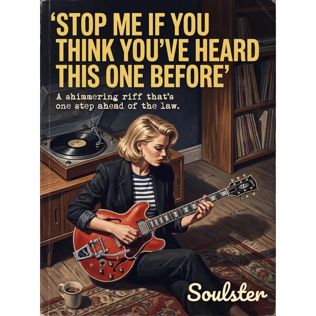 Cinematic pulp book cover style art print inspired by The Smiths - Stop Me If You Think You've Heard This One Before typography design layout.
