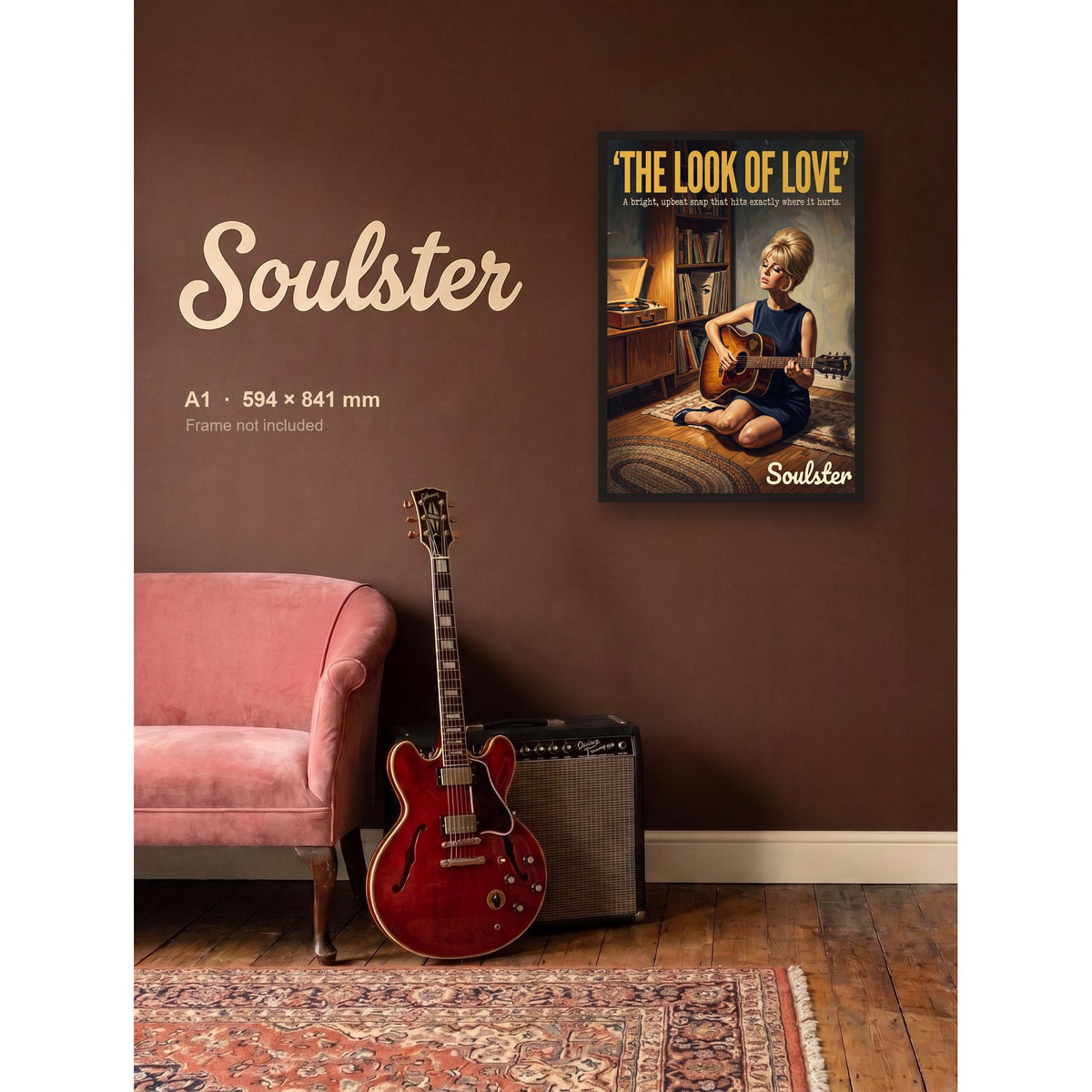 The Look Of Love - Practice Print shown framed on a wall in A1 size. Frame not included.