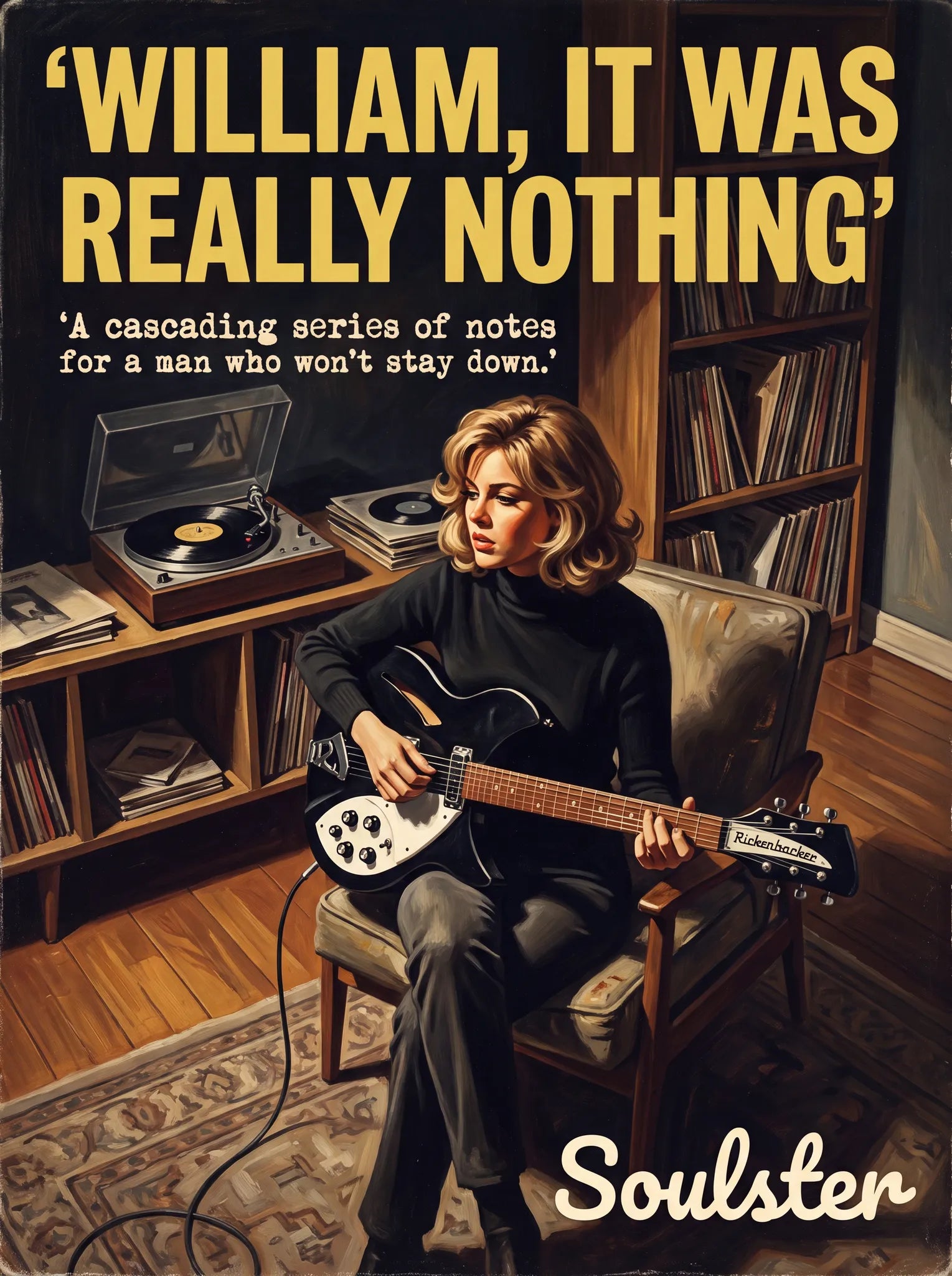 Cinematic pulp book cover style art print inspired by The Smiths - William, It Was Really Nothing typography design layout.