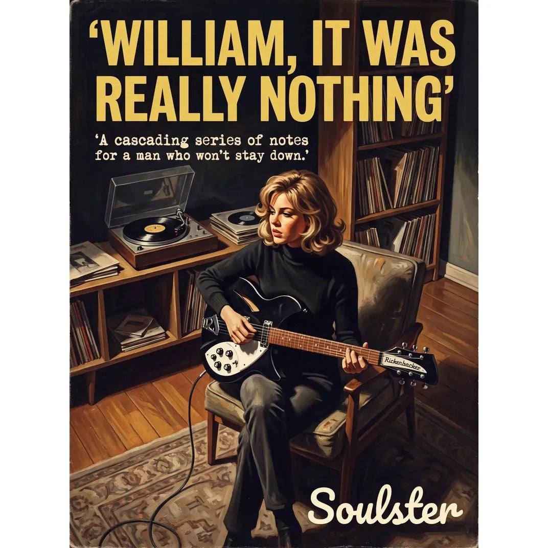 Cinematic pulp book cover style art print inspired by The Smiths - William, It Was Really Nothing typography design layout.