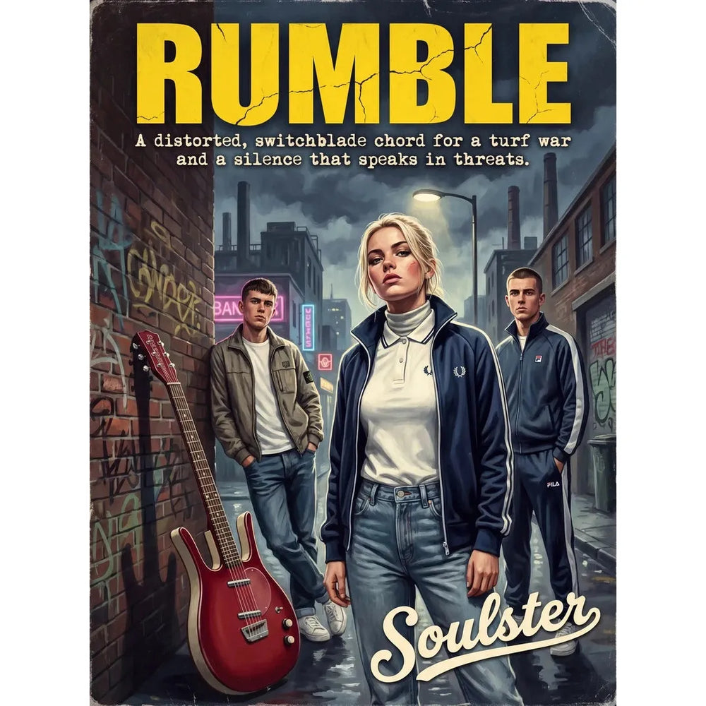 Soulster retro pulp thriller book cover style art print illustration inspired by Alternative Indie - Rumble.