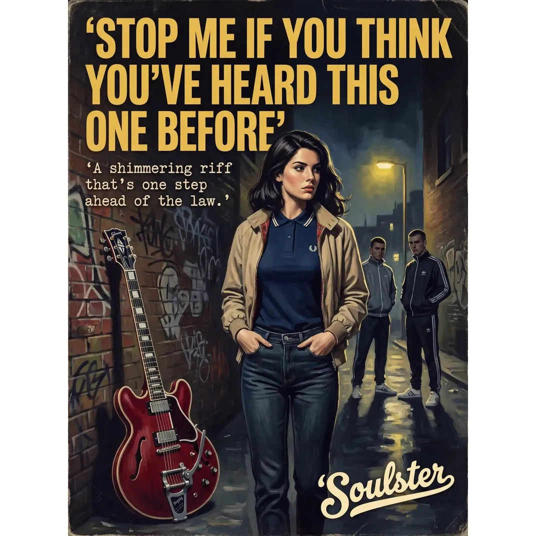 Soulster retro pulp thriller book cover style art print illustration inspired by The Smiths - Stop Me If You Think You've Heard This One Before.