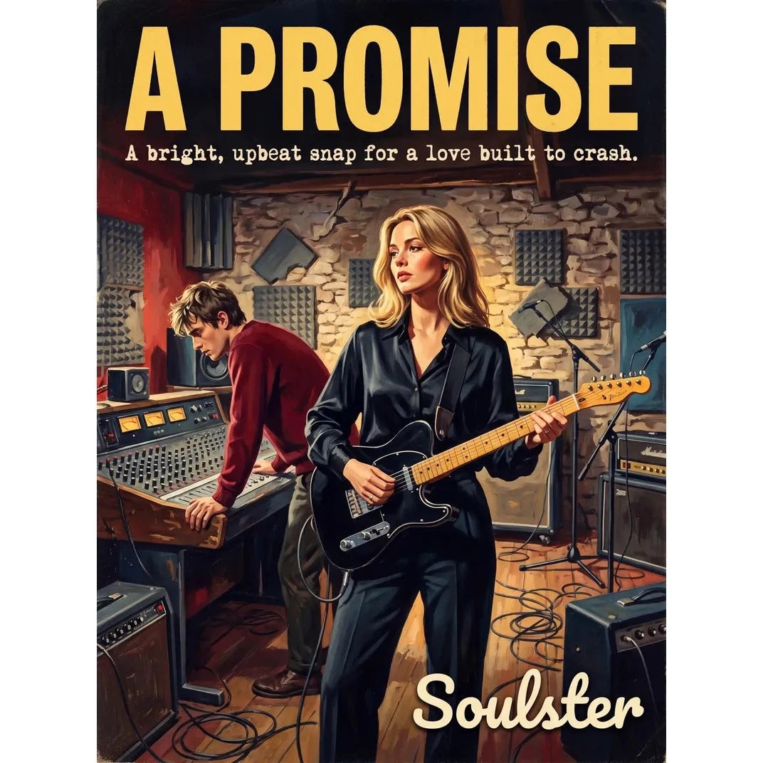 Premium Soulster studio wall art print featuring a mid-century vintage book cover aesthetic inspired by Alternative Indie - A Promise.