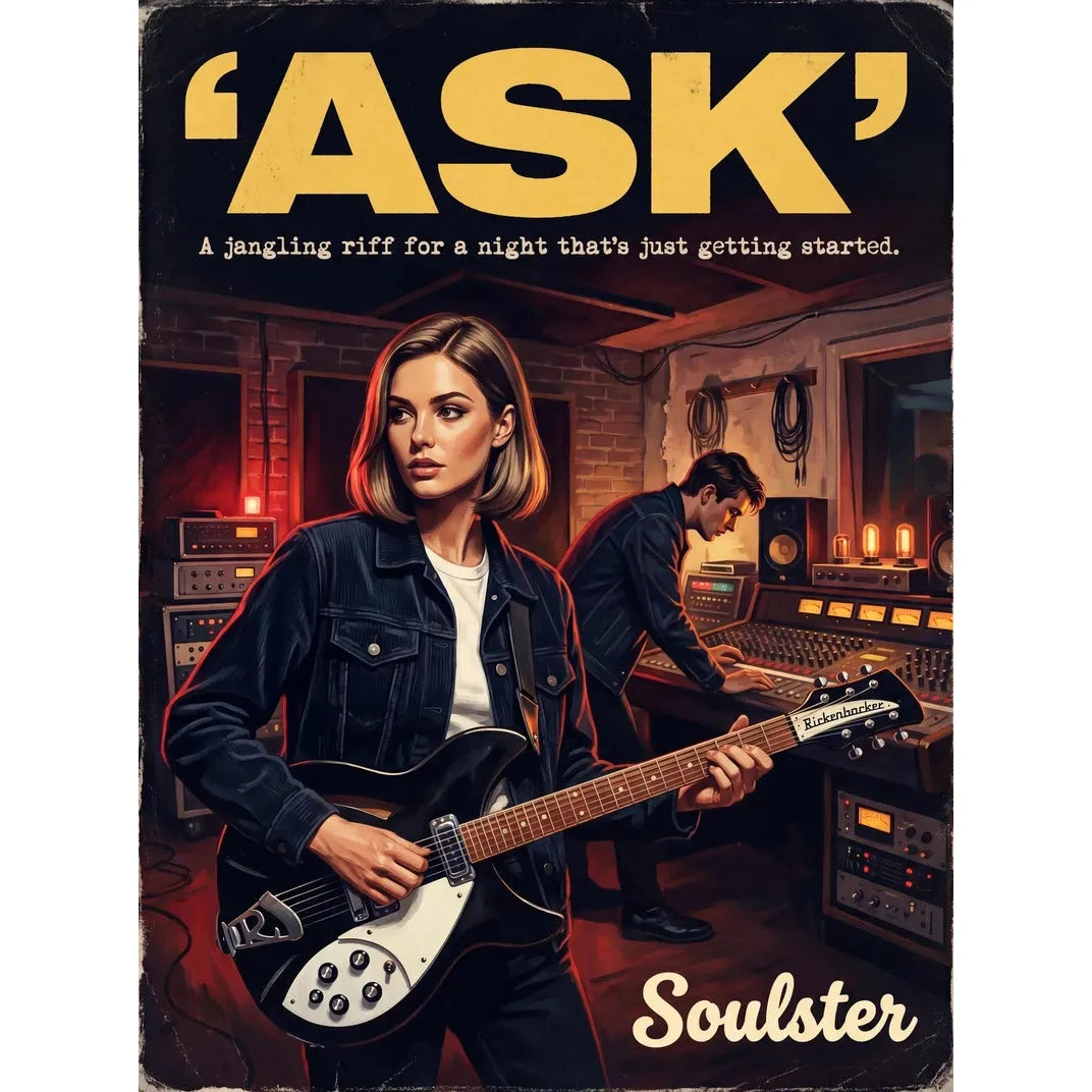 Premium Soulster studio wall art print featuring a mid-century vintage book cover aesthetic inspired by The Smiths - Ask.