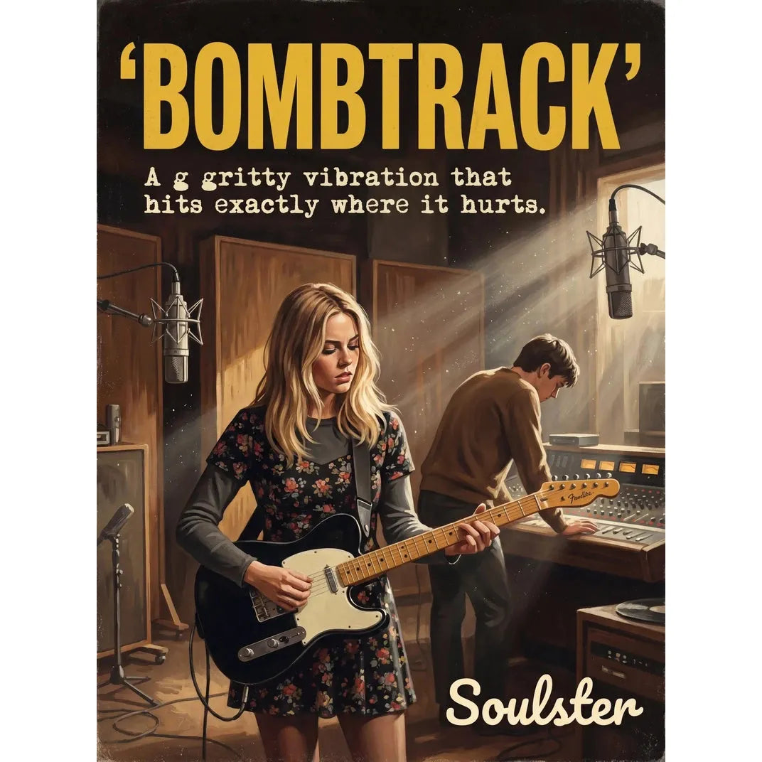 Premium Soulster studio wall art print featuring a mid-century vintage book cover aesthetic inspired by Alternative Indie - Bombtrack.