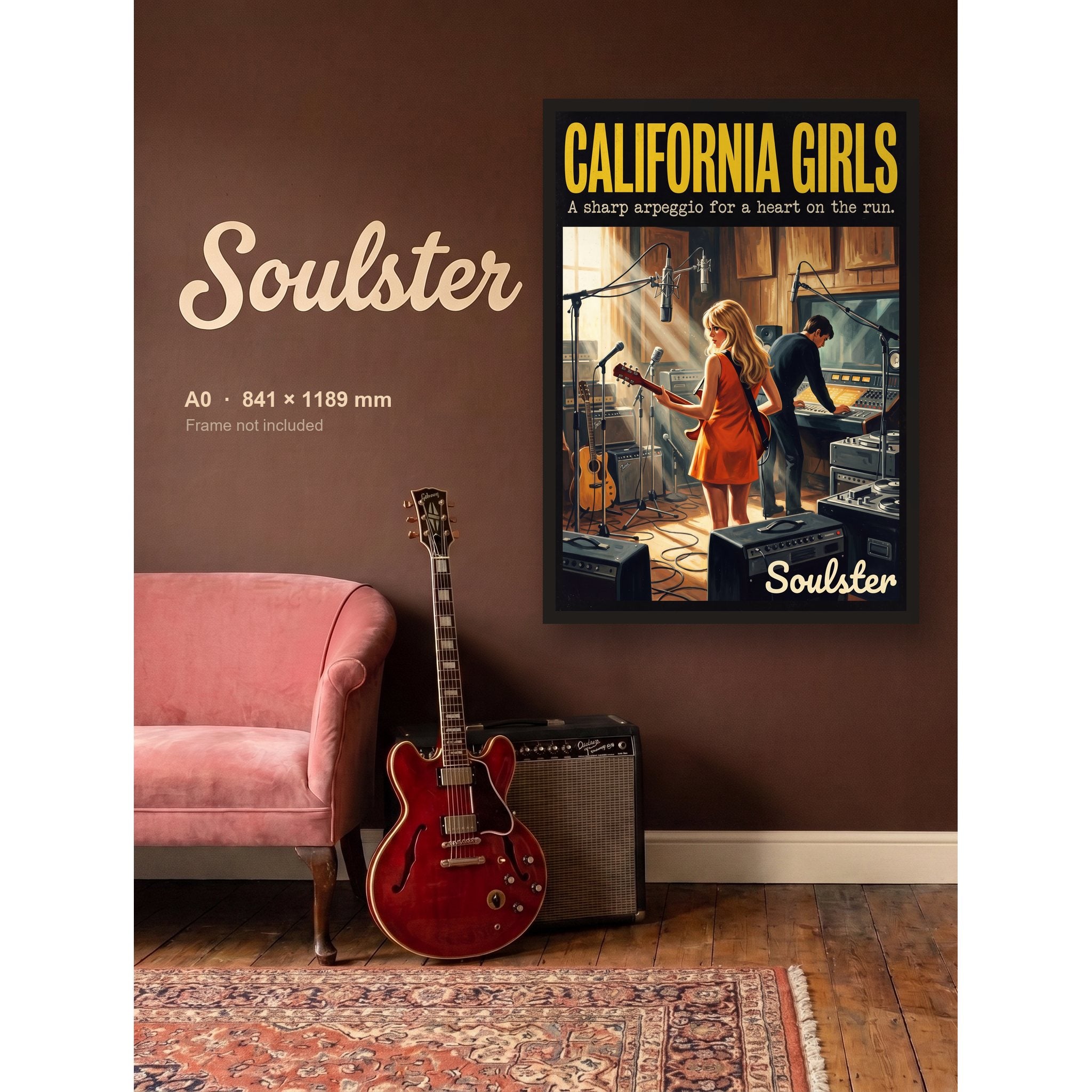 California Girls - Studio Print shown framed on a wall in A0 size. Frame not included.