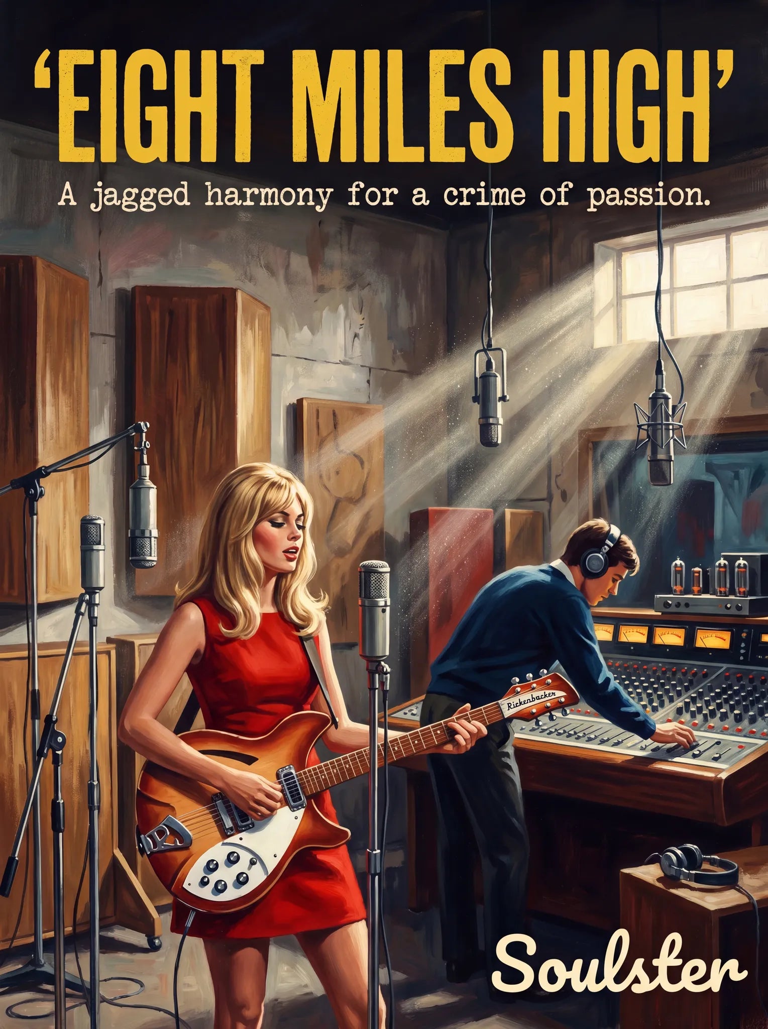 Premium Soulster studio wall art print featuring a mid-century vintage book cover aesthetic inspired by Alternative Indie - Eight Miles High.