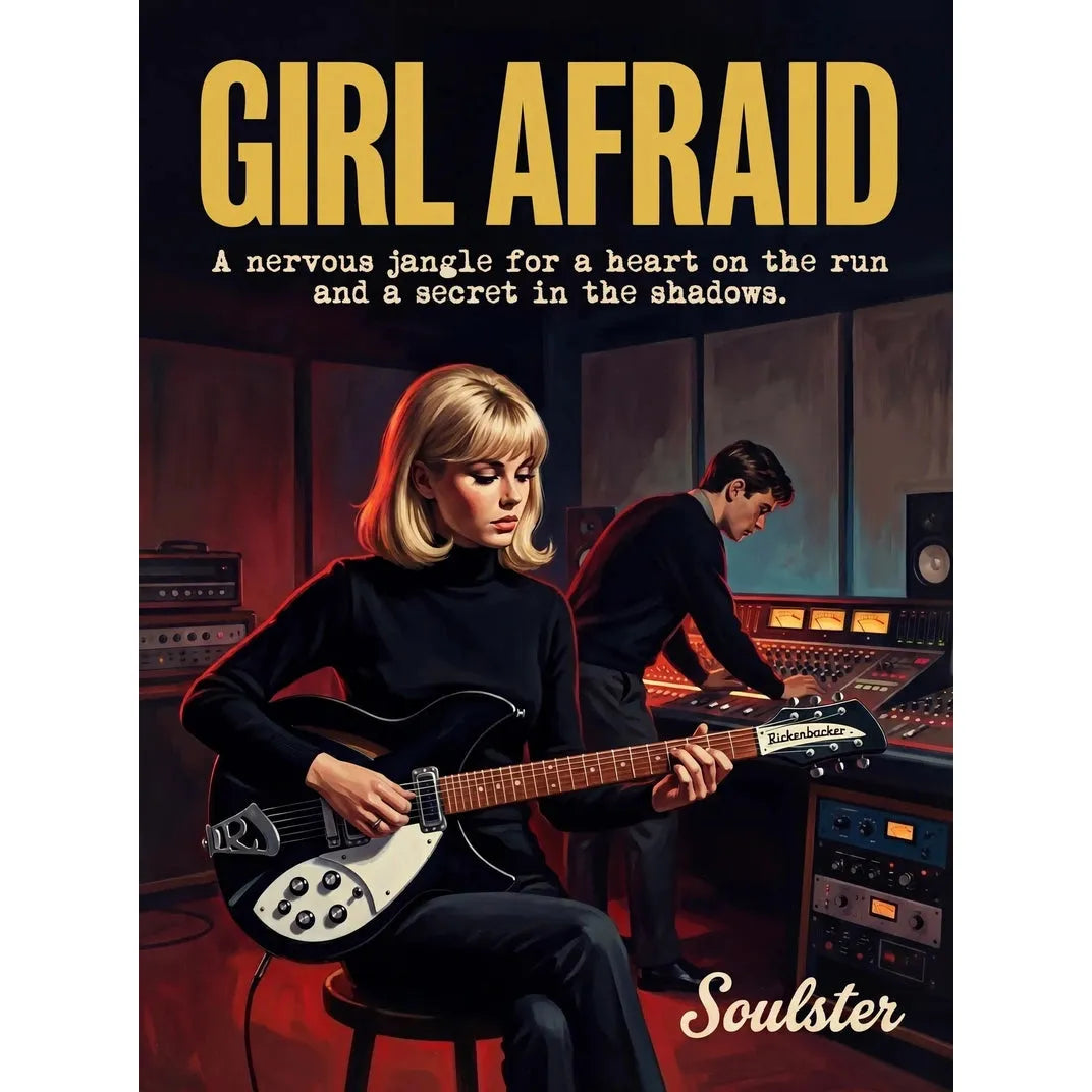 Premium Soulster studio wall art print featuring a mid-century vintage book cover aesthetic inspired by The Smiths - Girl Afraid.
