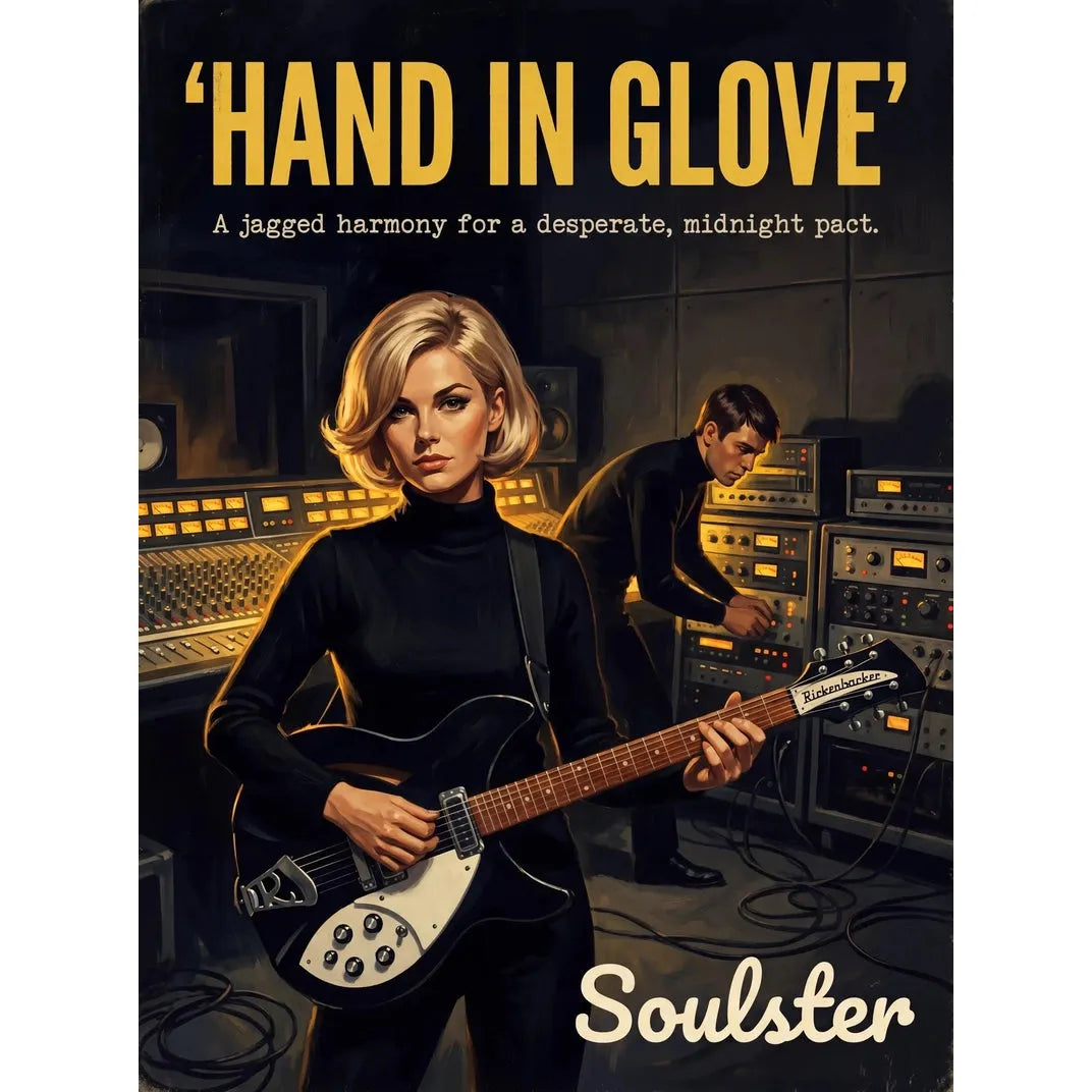 Premium Soulster studio wall art print featuring a mid-century vintage book cover aesthetic inspired by The Smiths - Hand In Glove.
