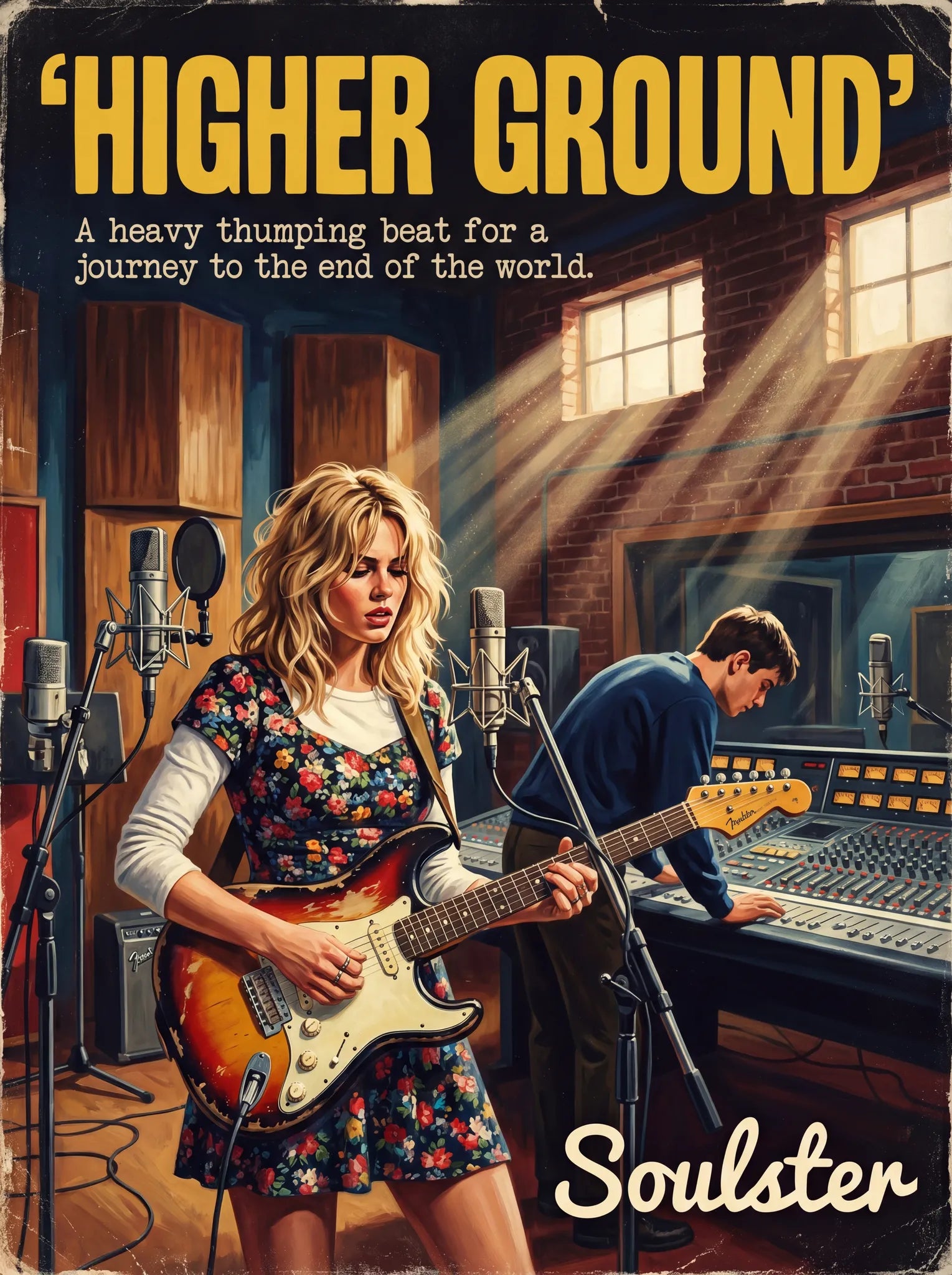 Premium Soulster studio wall art print featuring a mid-century vintage book cover aesthetic inspired by Alternative Indie - Higher Ground.