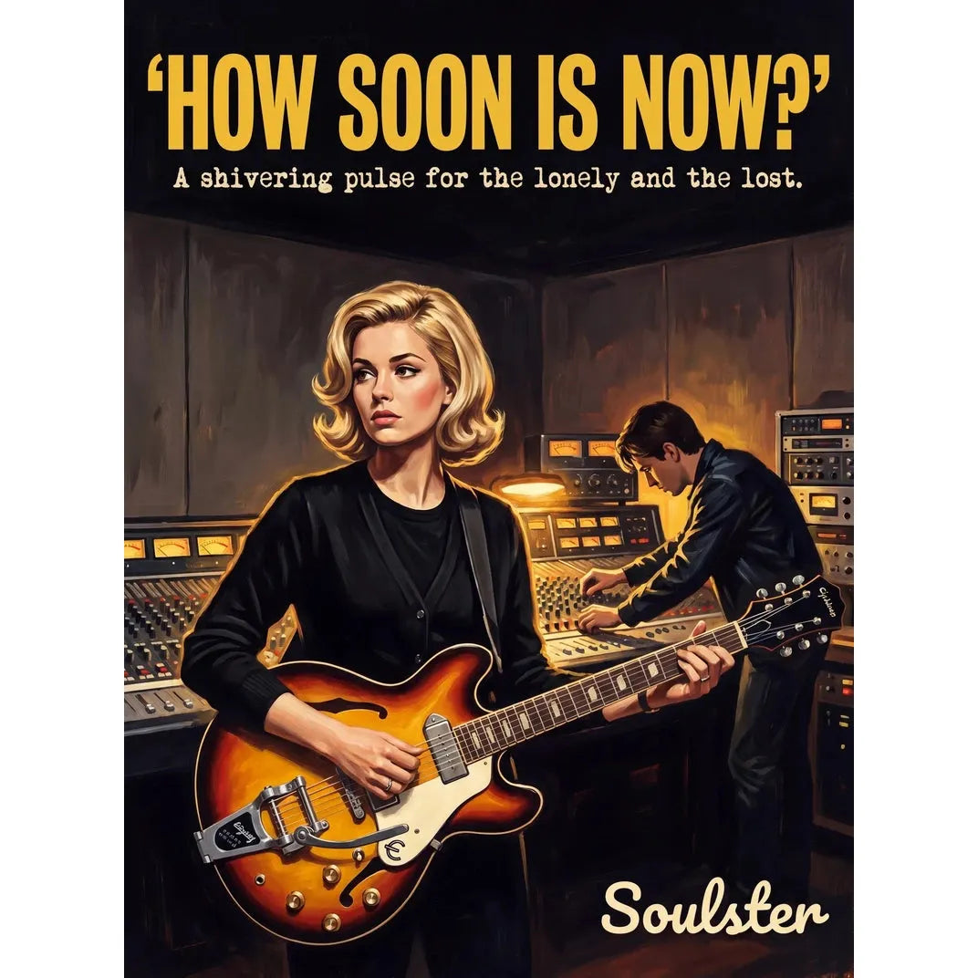 Premium Soulster studio wall art print featuring a mid-century vintage book cover aesthetic inspired by The Smiths - How Soon Is Now?.