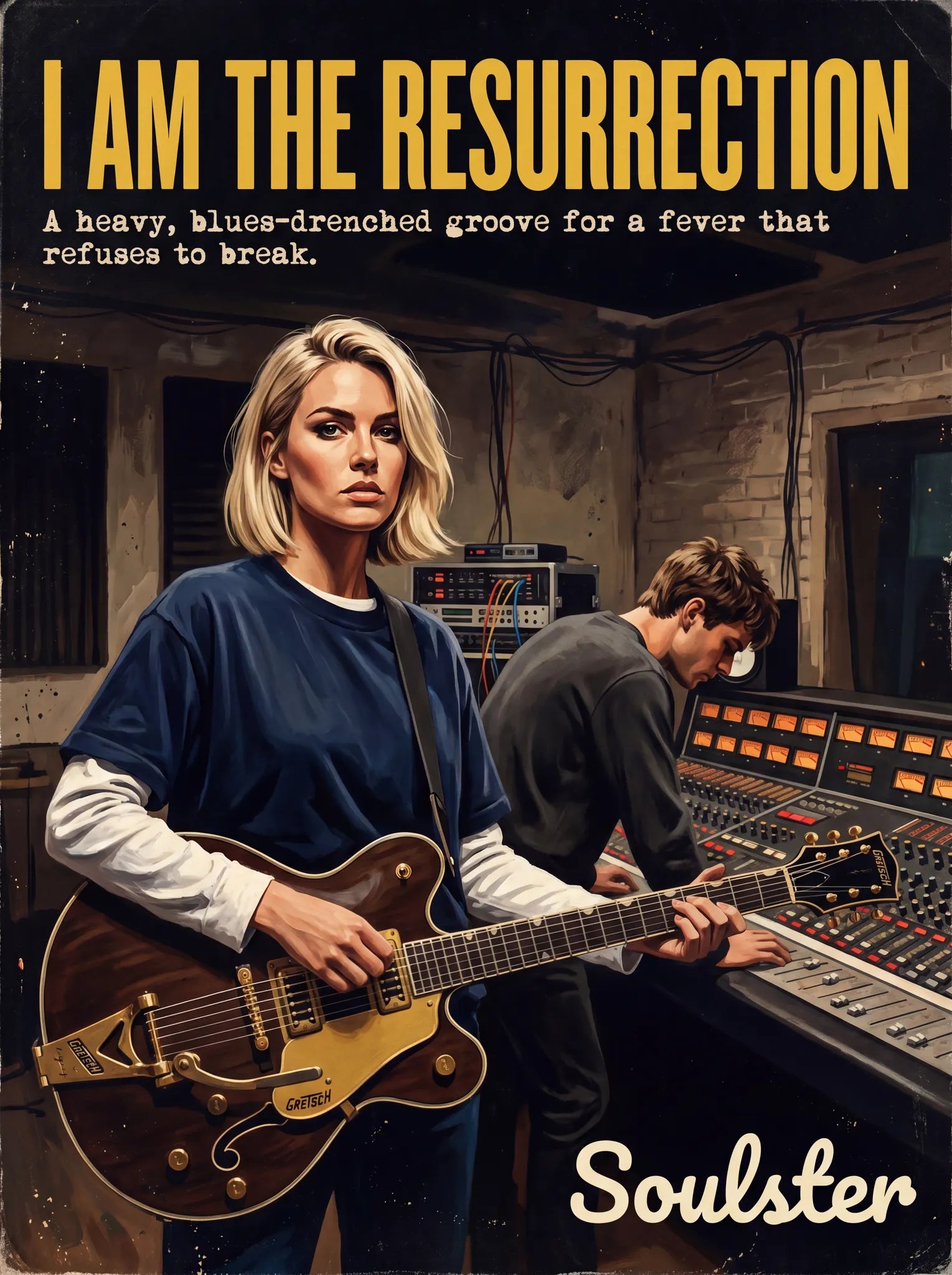 Premium Soulster studio wall art print featuring a mid-century vintage book cover aesthetic inspired by The Stone Roses - I Am The Resurrection.