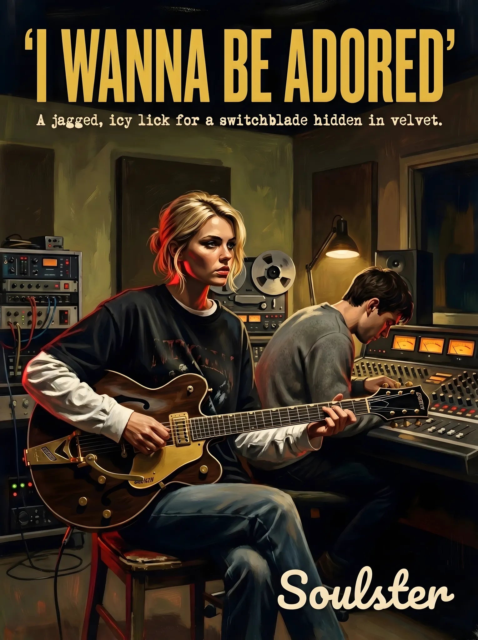 Premium Soulster studio wall art print featuring a mid-century vintage book cover aesthetic inspired by The Stone Roses - I Wanna Be Adored.