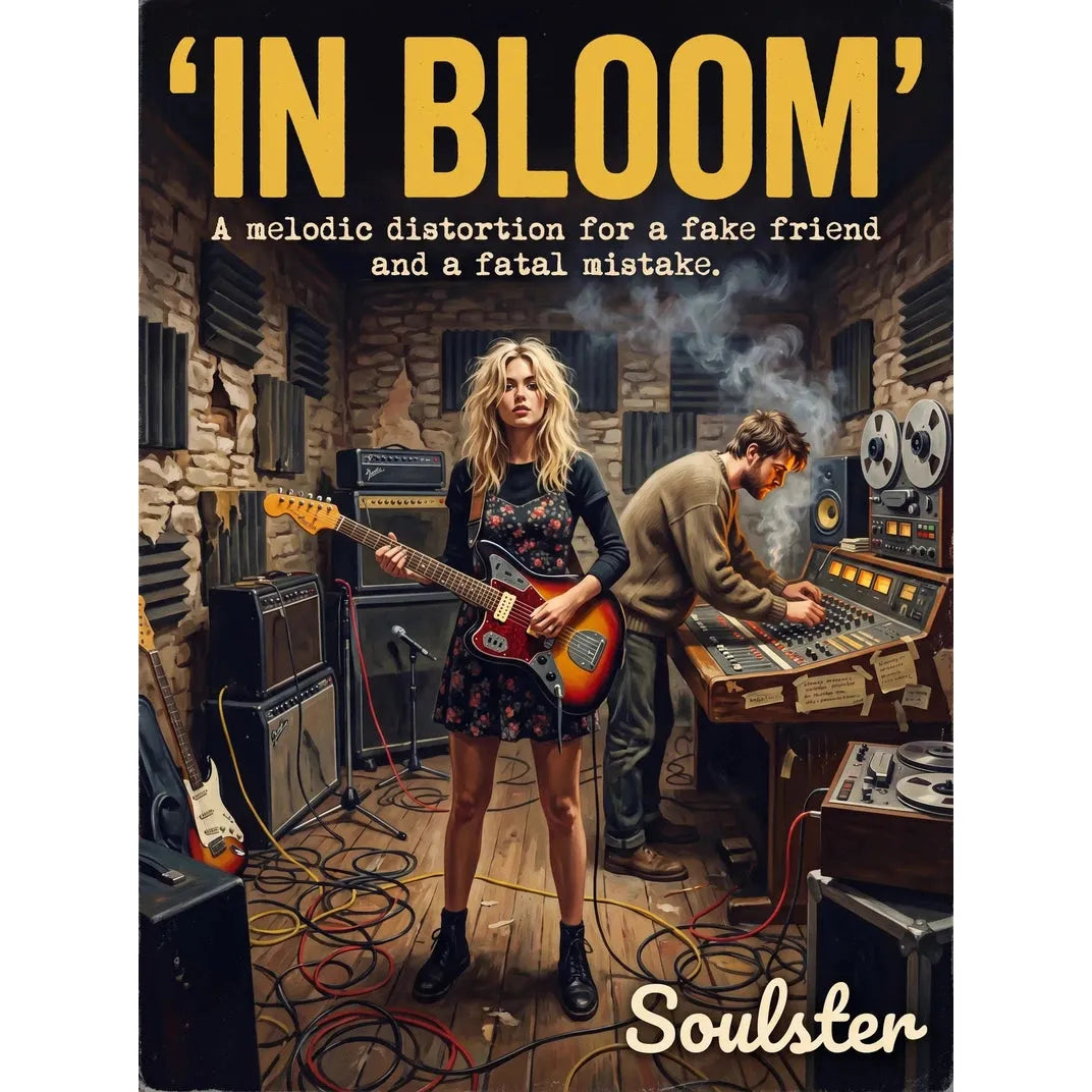 Premium Soulster studio wall art print featuring a mid-century vintage book cover aesthetic inspired by Nirvana - In Bloom.
