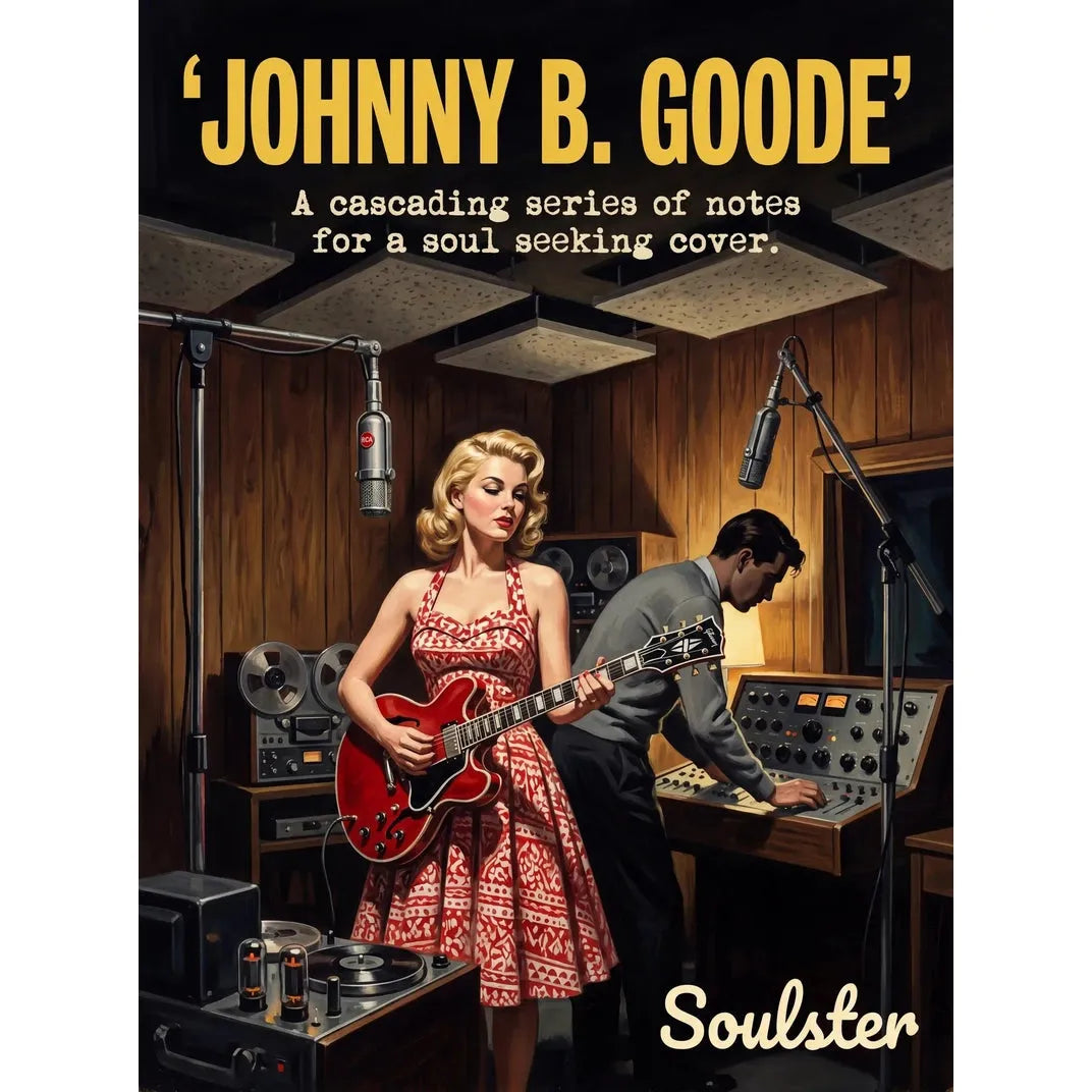 Premium Soulster studio wall art print featuring a mid-century vintage book cover aesthetic inspired by Alternative Indie - Johnny B. Goode.