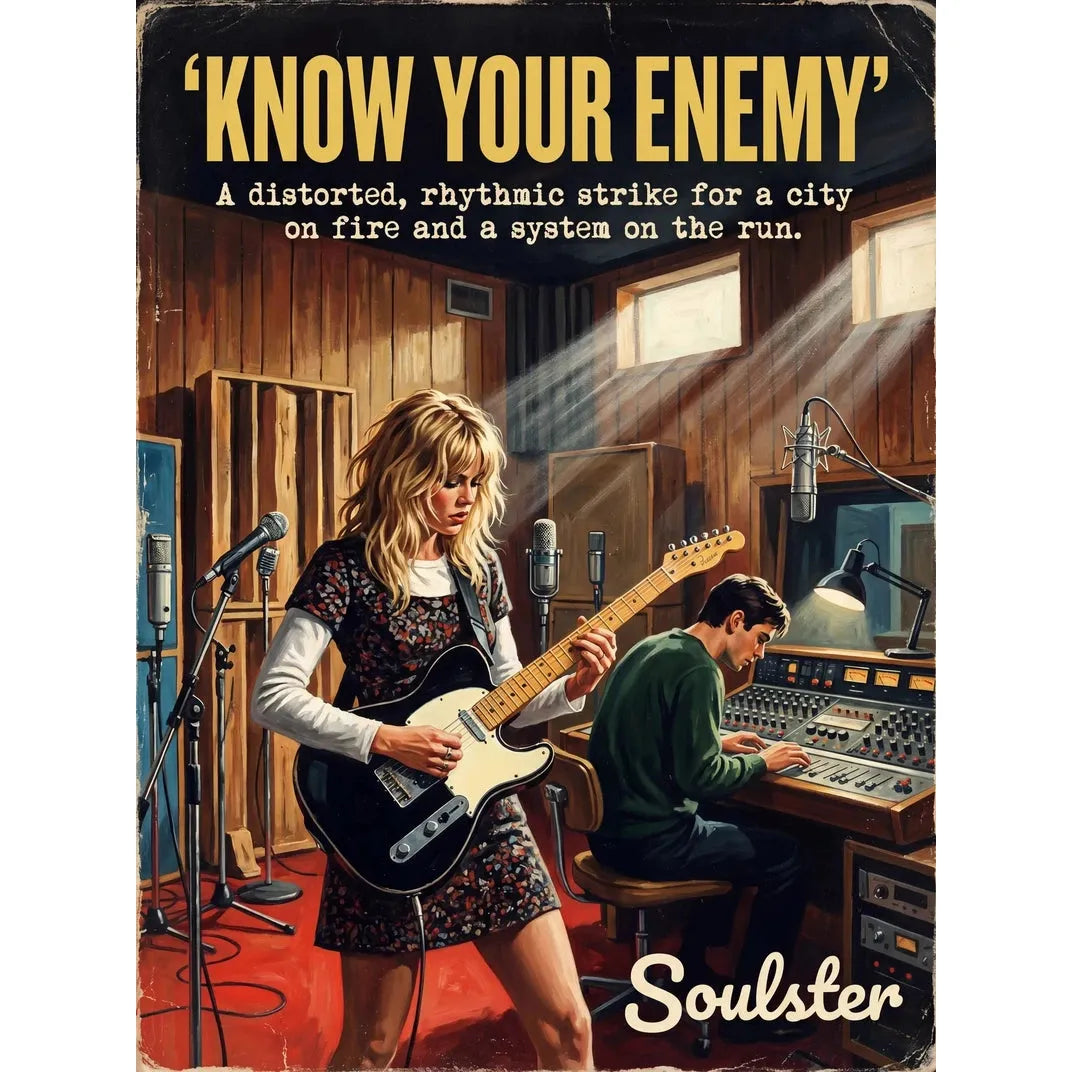 Premium Soulster studio wall art print featuring a mid-century vintage book cover aesthetic inspired by Alternative Indie - Know Your Enemy.