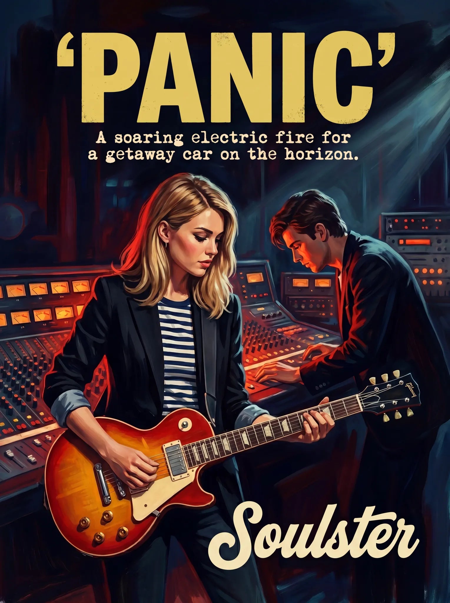 Premium Soulster studio wall art print featuring a mid-century vintage book cover aesthetic inspired by The Smiths - Panic.