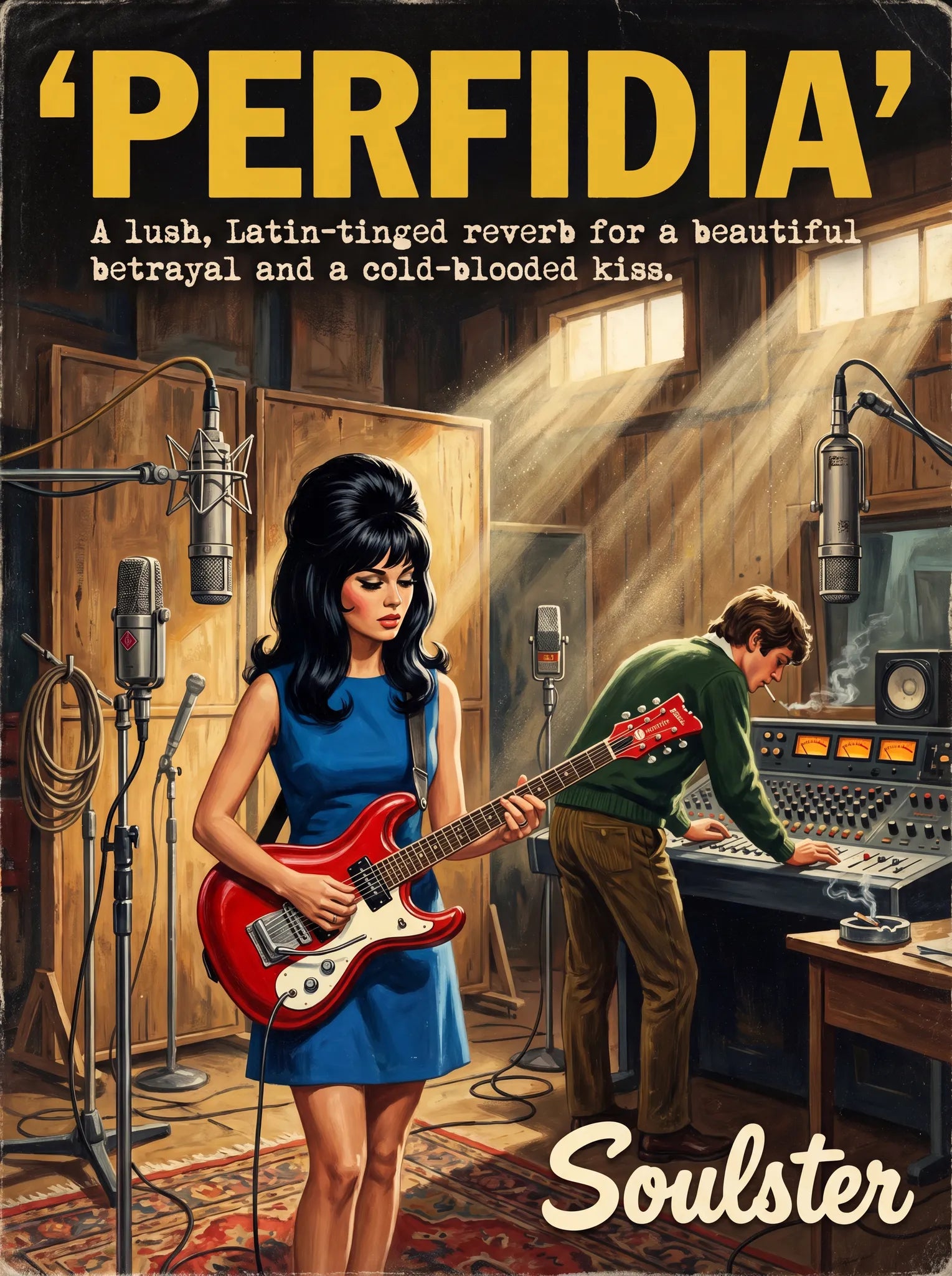 Premium Soulster studio wall art print featuring a mid-century vintage book cover aesthetic inspired by Alternative Indie - Perfidia.