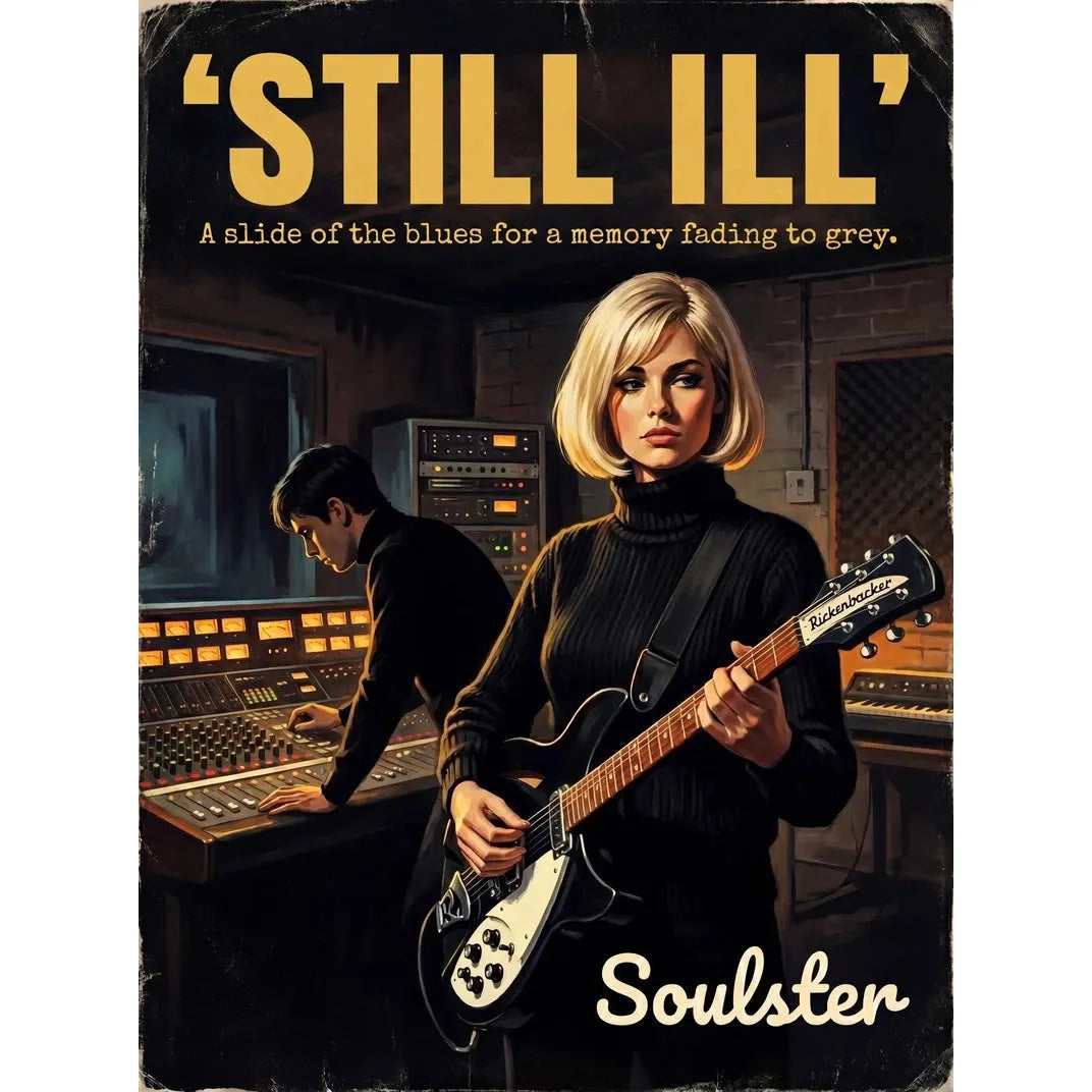 Premium Soulster studio wall art print featuring a mid-century vintage book cover aesthetic inspired by The Smiths - Still Ill.