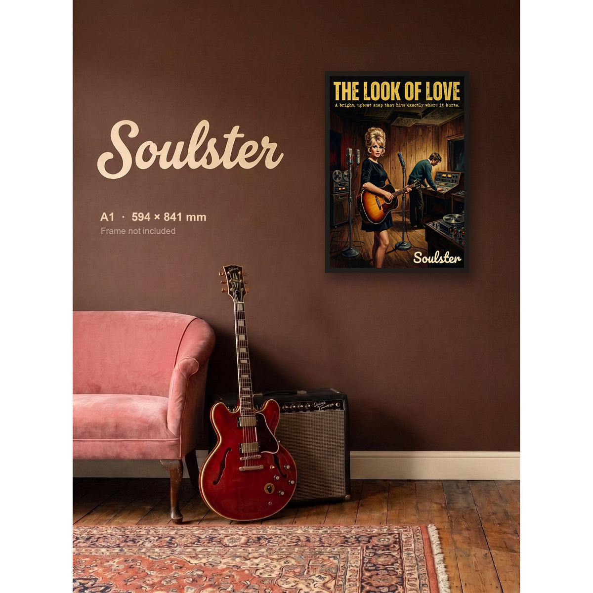 The Look Of Love - Studio Print shown framed on a wall in A1 size. Frame not included.