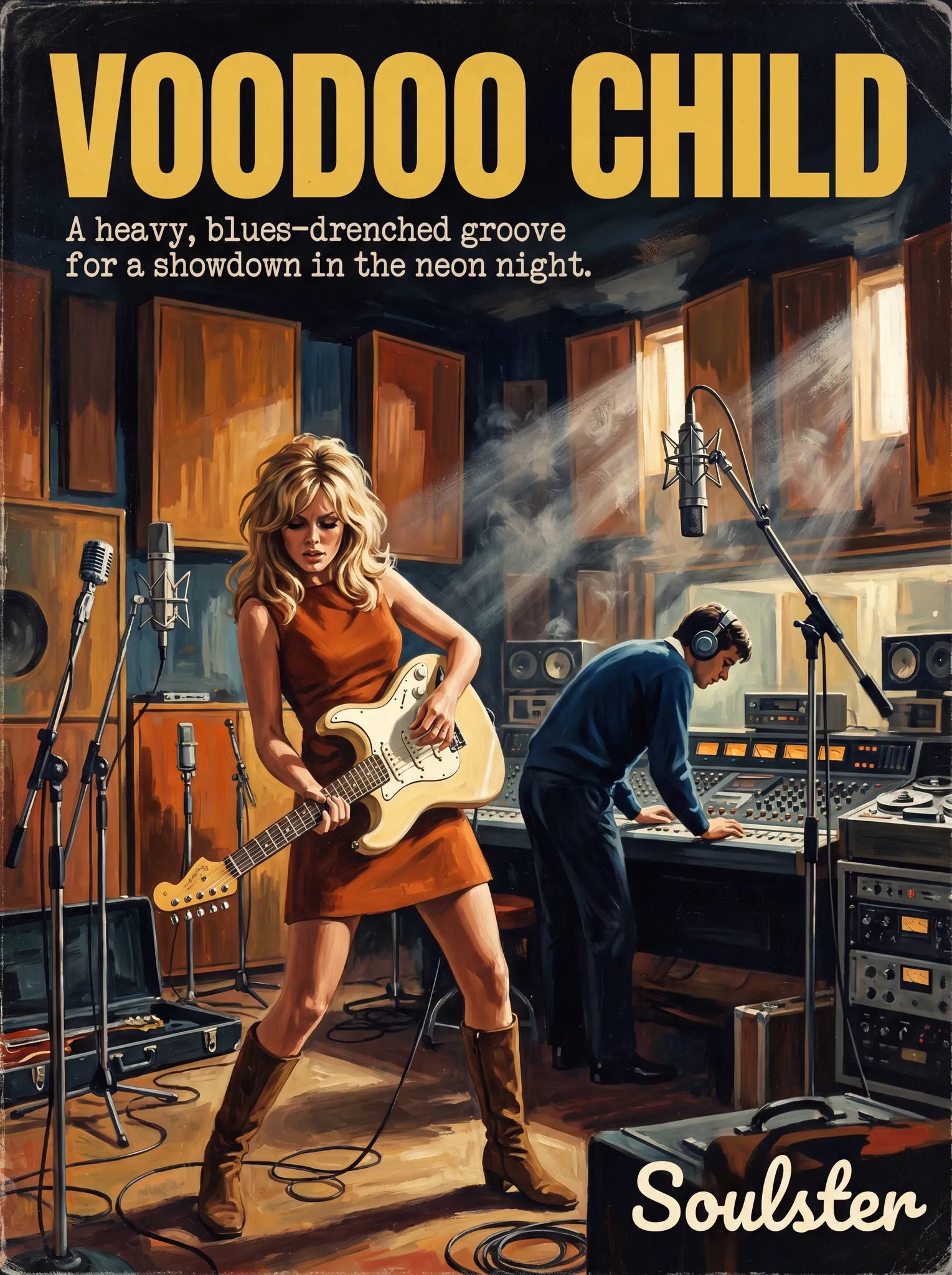 Premium Soulster studio wall art print featuring a mid-century vintage book cover aesthetic inspired by Alternative Indie - Voodoo Child.