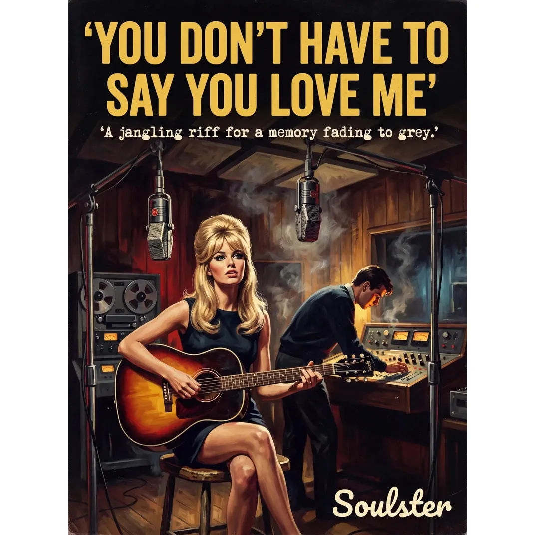 Premium Soulster studio wall art print featuring a mid-century vintage book cover aesthetic inspired by Alternative Indie - You Don't Have To Say You Love Me.