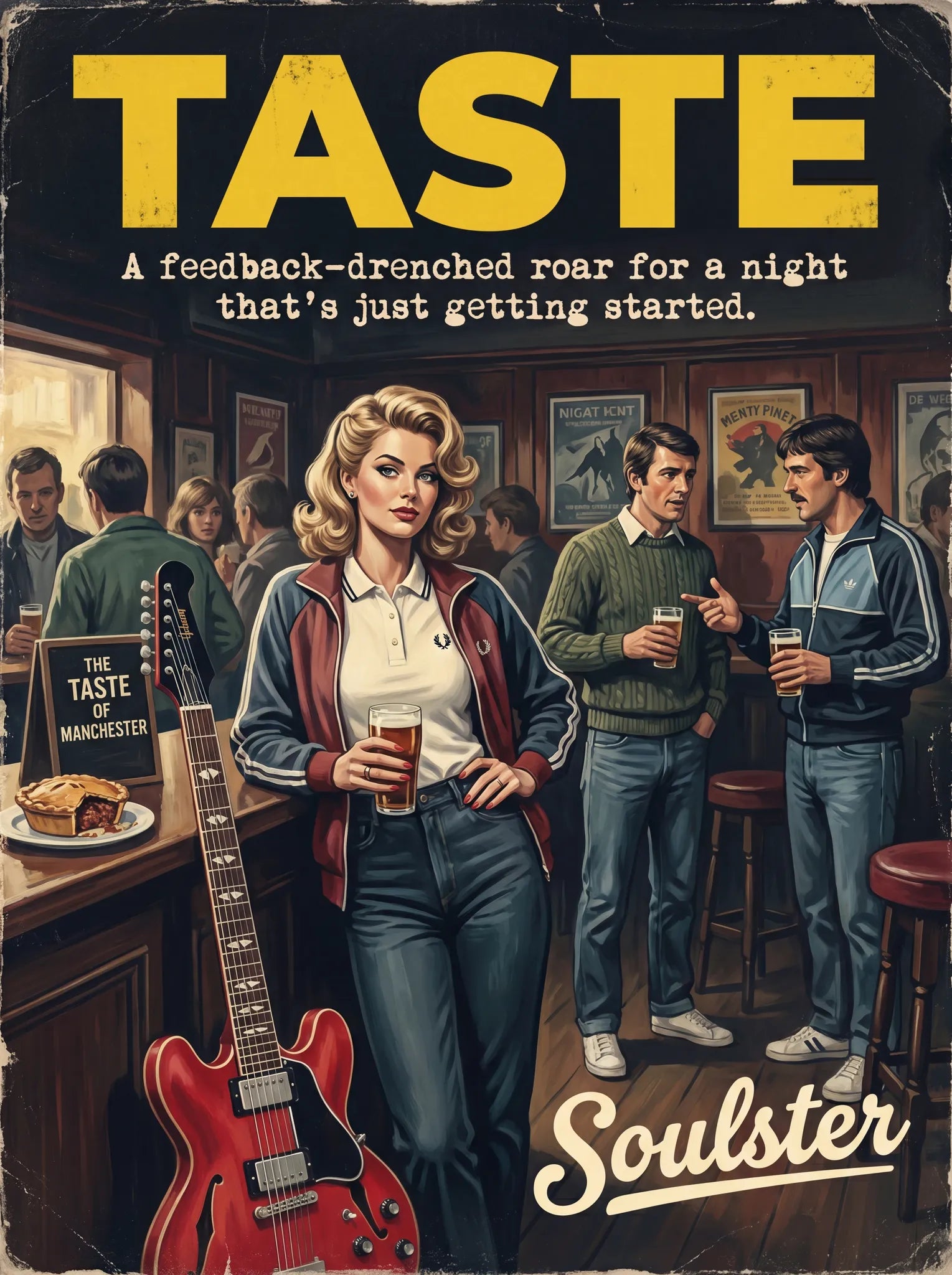 Soulster retro pulp thriller book cover style art print illustration inspired by Alternative Indie - Taste.