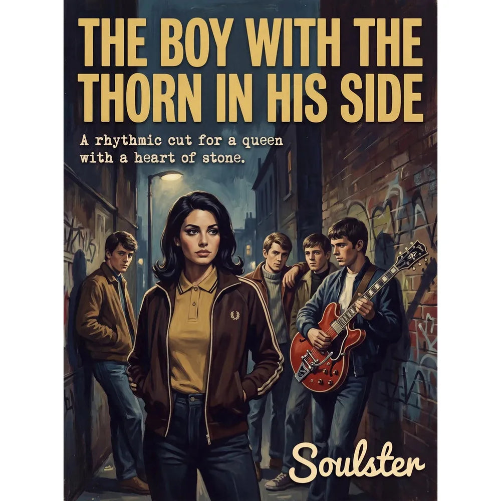 Soulster retro pulp thriller book cover style art print illustration inspired by The Smiths - The Boy With The Thorn In His Side.