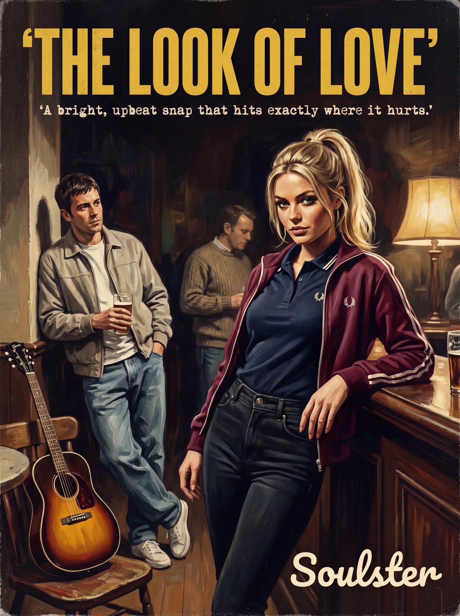 Soulster retro pulp thriller book cover style art print illustration inspired by Alternative Indie - The Look Of Love.
