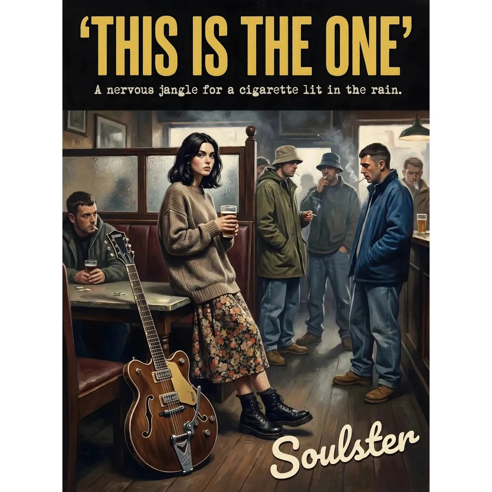 Soulster cinematic vintage pulp book cover art print illustration styled in a classic 1990s design layout inspired by This Is The One.