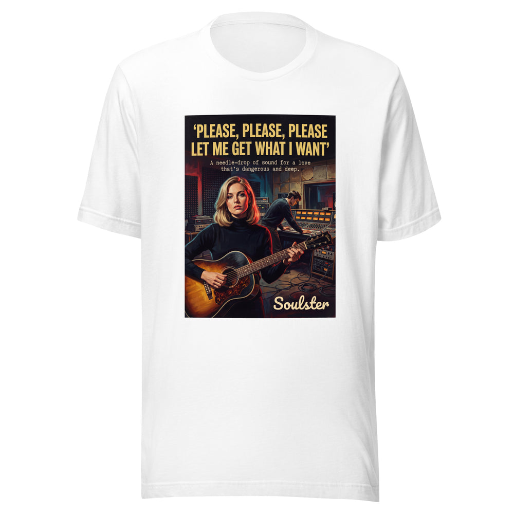 Soulster premium studio edition graphic t-shirt inspired by the timeless music legacy of Please, Please, Please, Let Me Get What I Want.