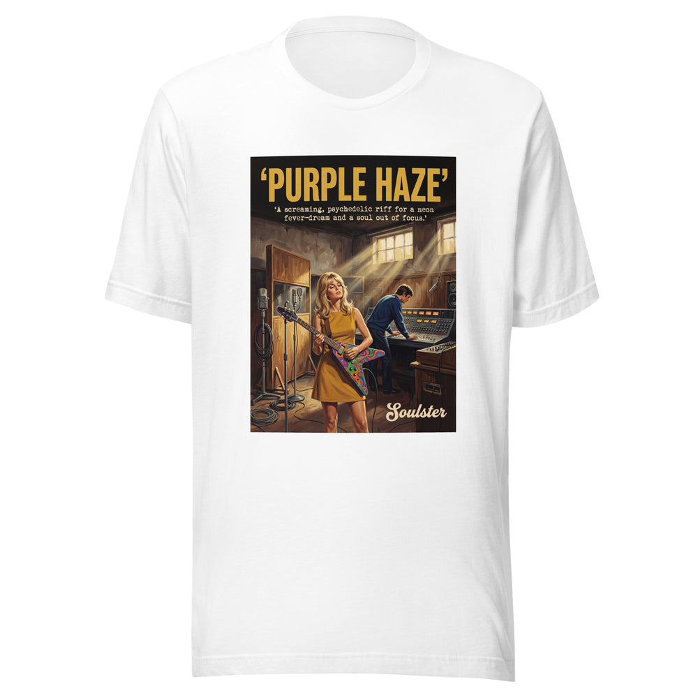 Soulster premium studio edition graphic t-shirt inspired by the timeless music legacy of Purple Haze.