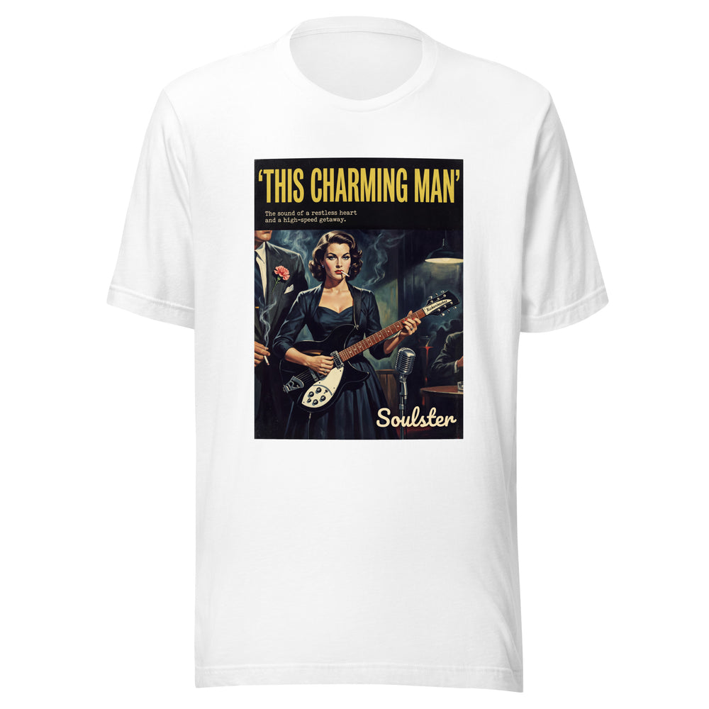 Soulster premium studio edition graphic t-shirt inspired by the timeless music legacy of This Charming Man T-Shirt - Film Noir Edition.