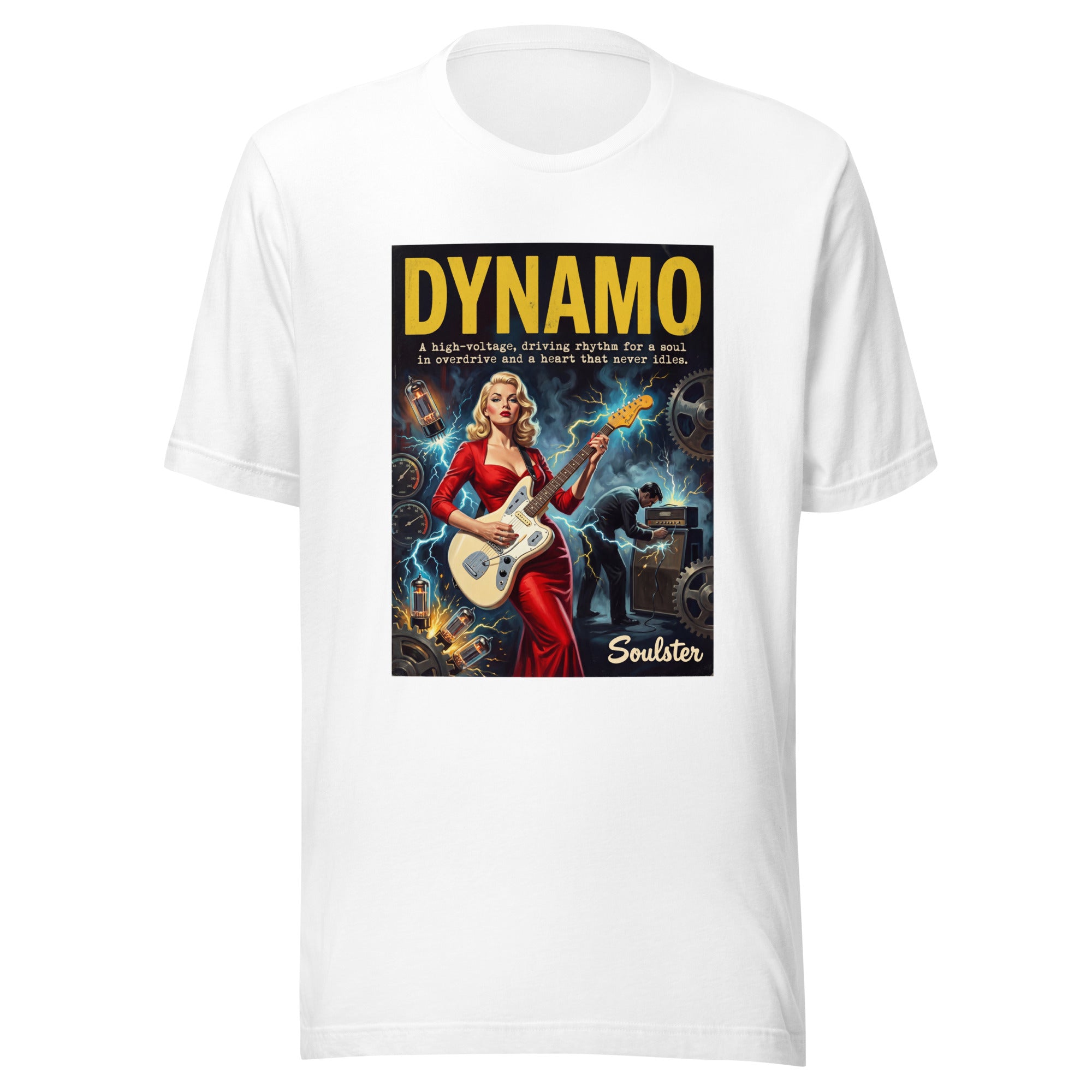 Soulster premium studio edition graphic t-shirt inspired by the timeless music legacy of Dynamo T-Shirt - Film Noir Edition.